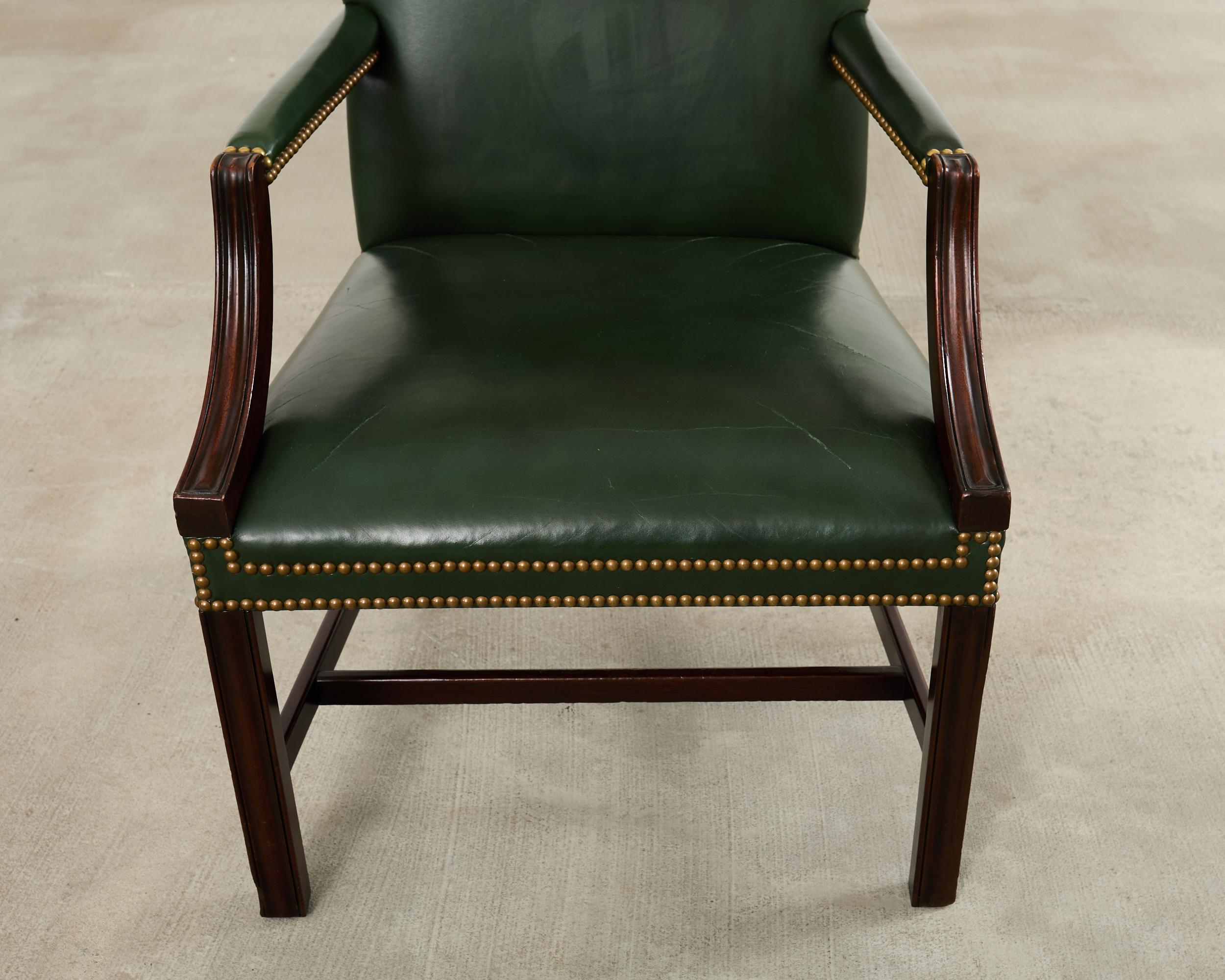 Set Eight Gainsborough Leather Mahogany Library Chairs For Sale 10