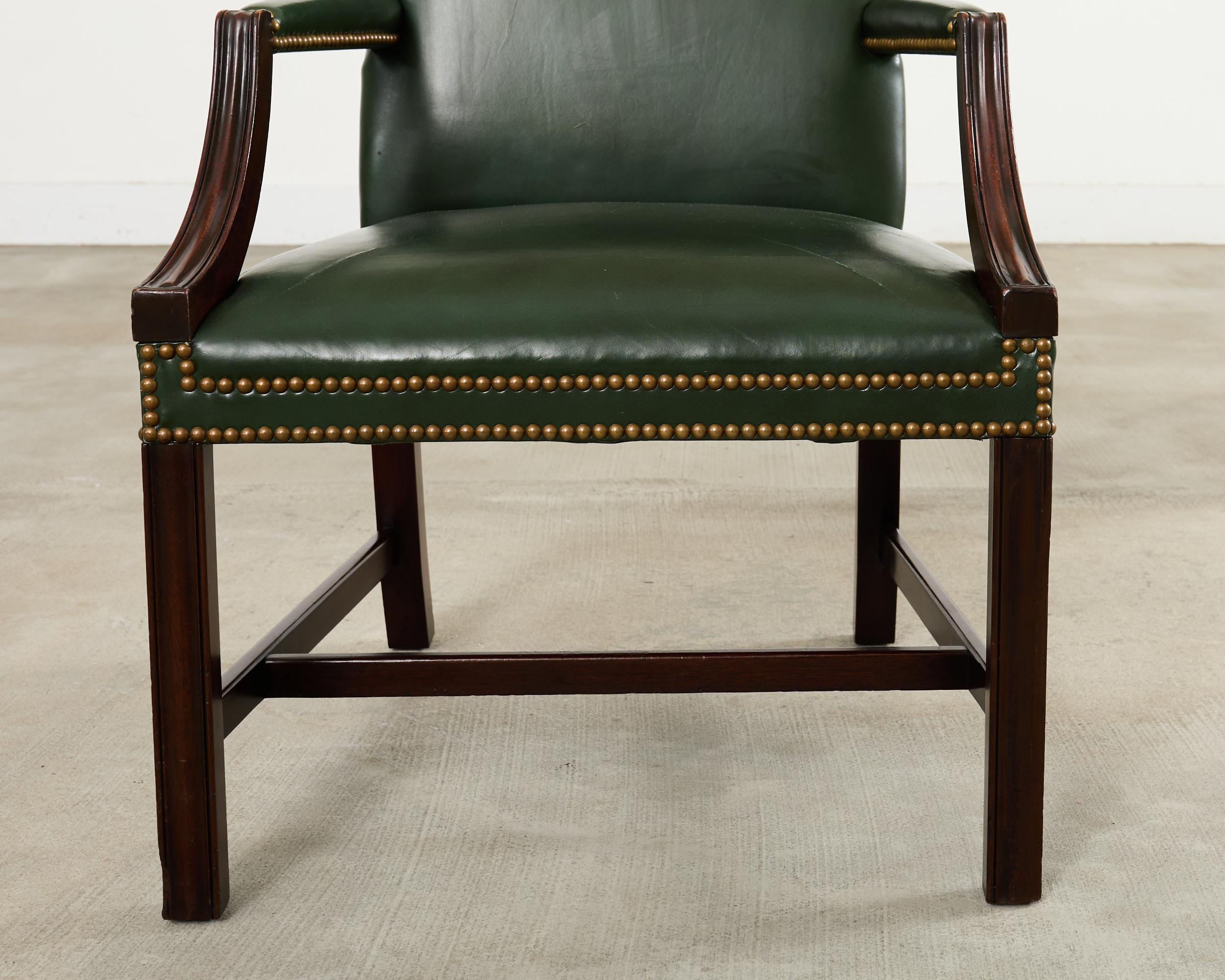 Set Eight Gainsborough Leather Mahogany Library Chairs For Sale 11