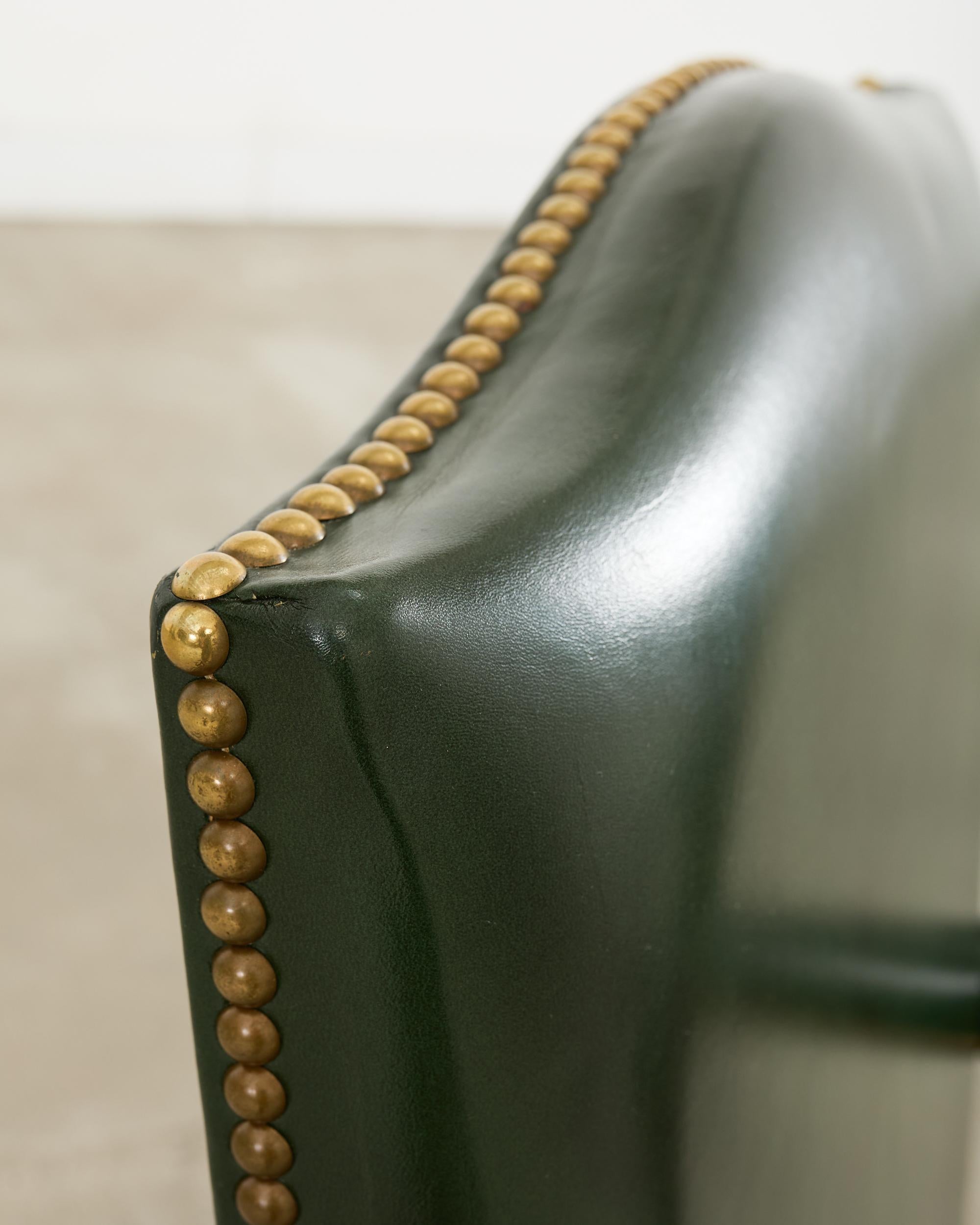 Set Eight Gainsborough Leather Mahogany Library Chairs For Sale 1