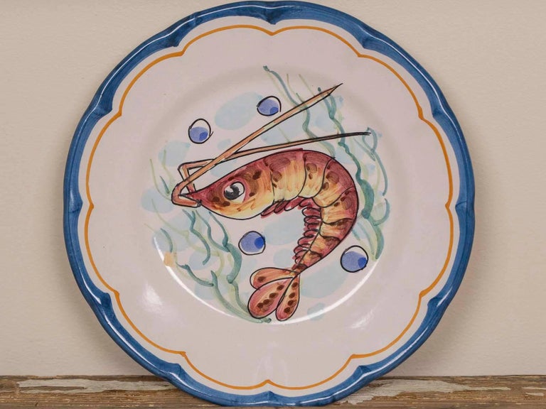 Set Eight Italian HandPainted Dinner Plates, Vietri at 1stDibs