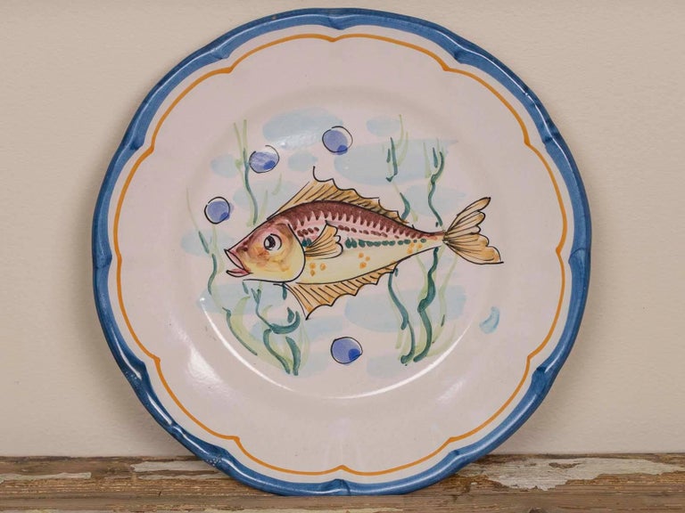 Set Eight Italian HandPainted Dinner Plates, Vietri at 1stDibs