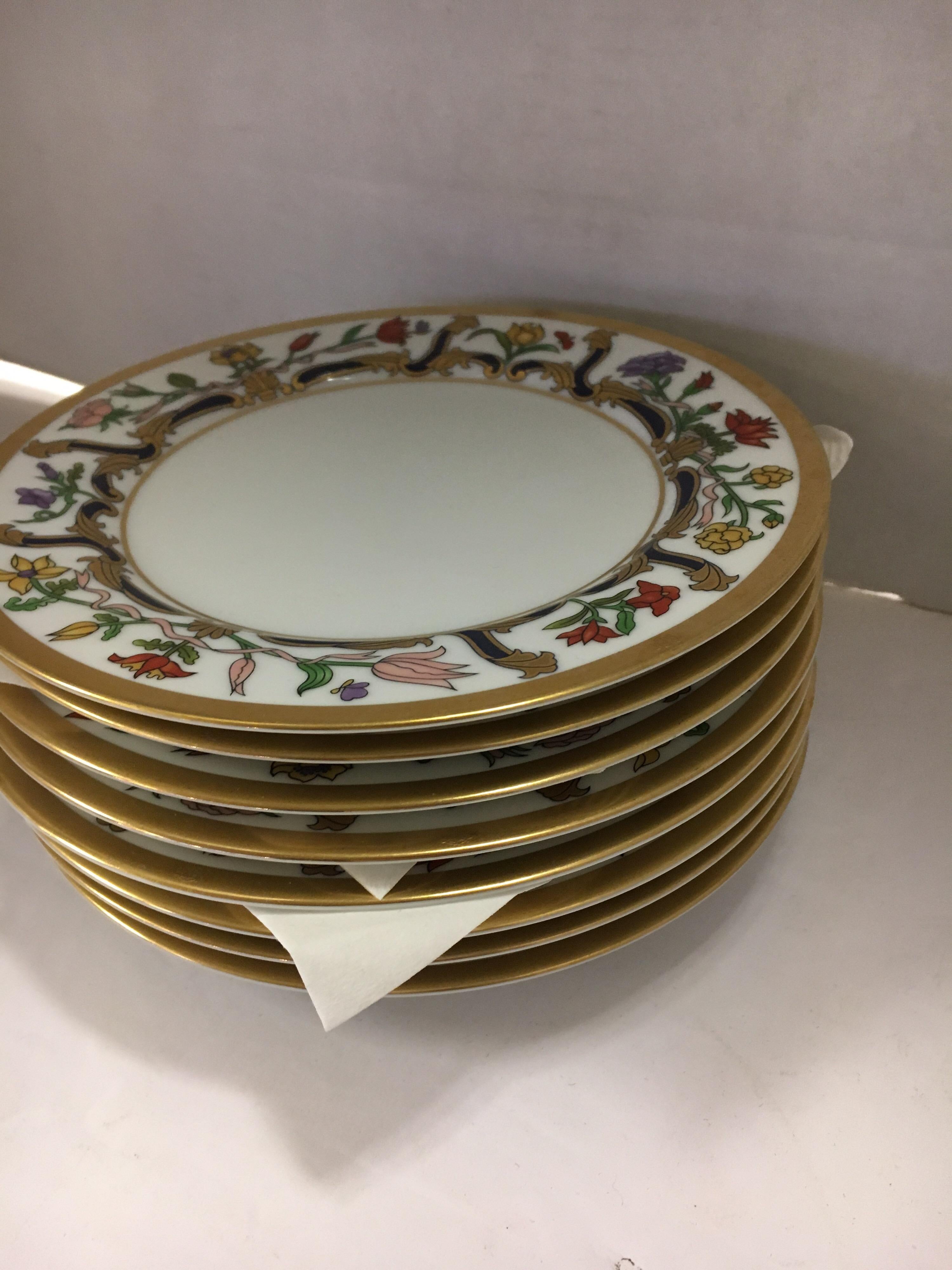 Set of Eight Christian Dior Fine Porcelain China Renaissance Bread Plates 3