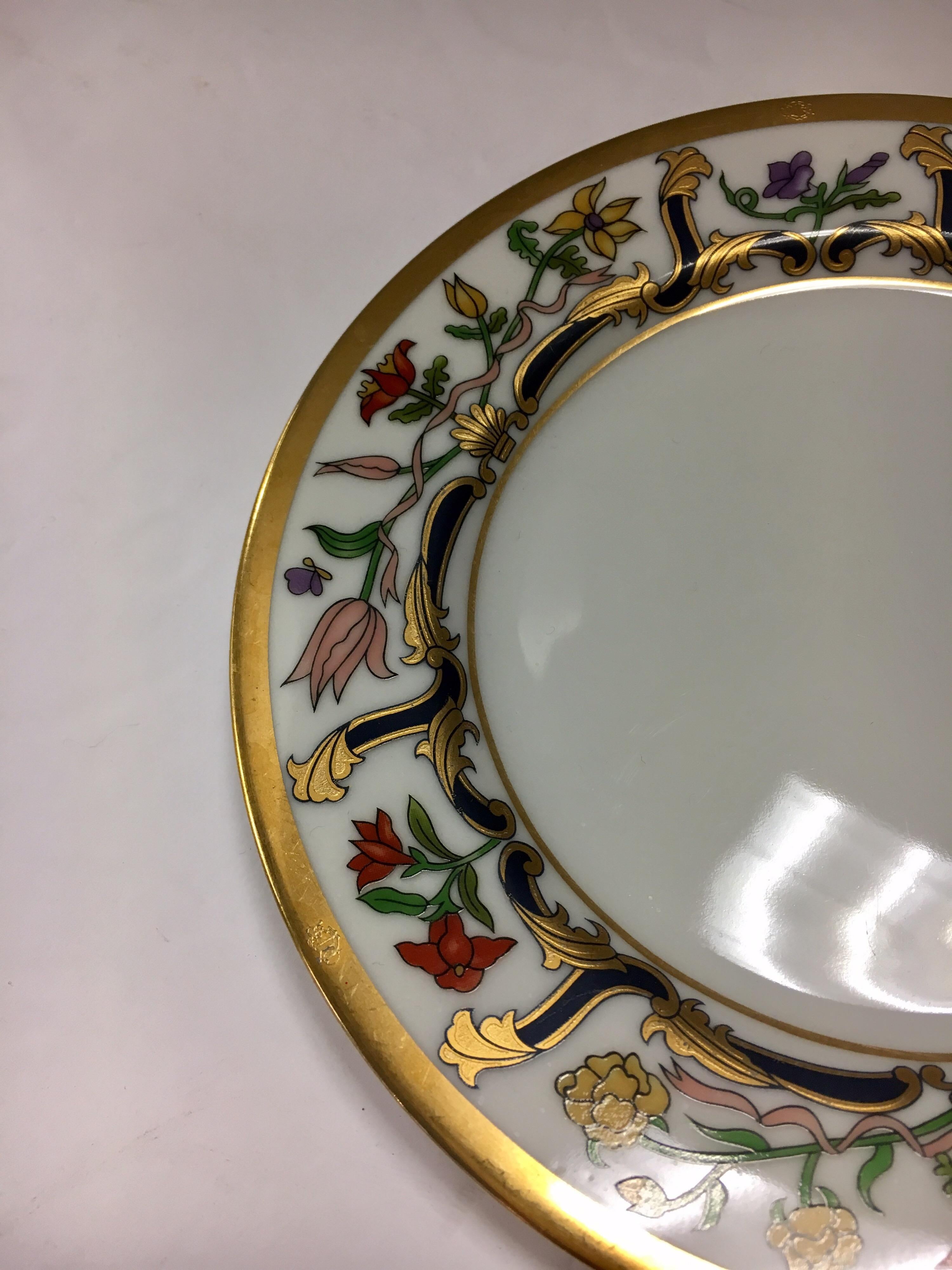 Mid-Century Modern Set of Eight Christian Dior Fine Porcelain China Renaissance Bread Plates