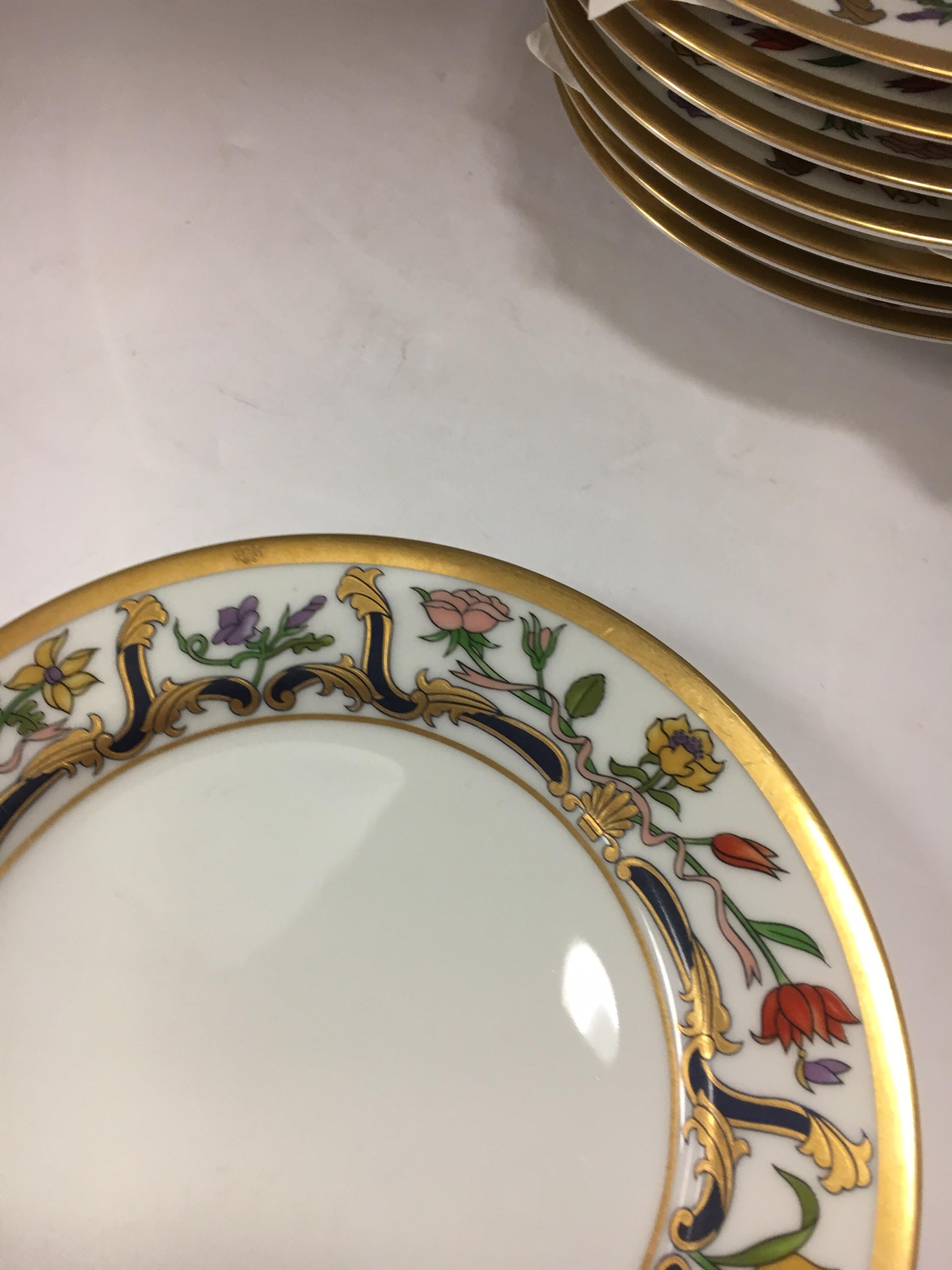 Late 20th Century Set of Eight Christian Dior Fine Porcelain China Renaissance Bread Plates