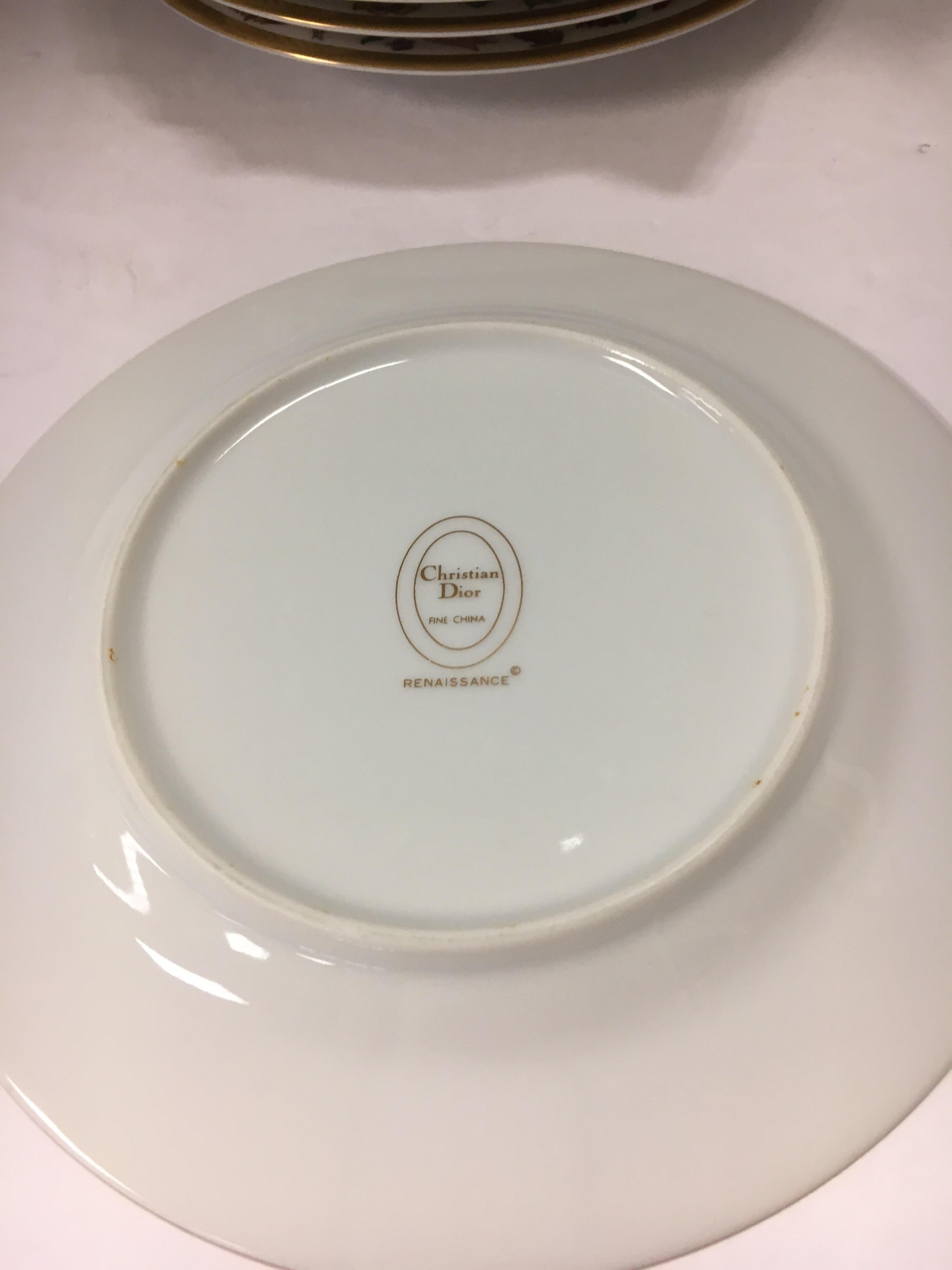 Set of Eight Christian Dior Fine Porcelain China Renaissance Bread Plates 1