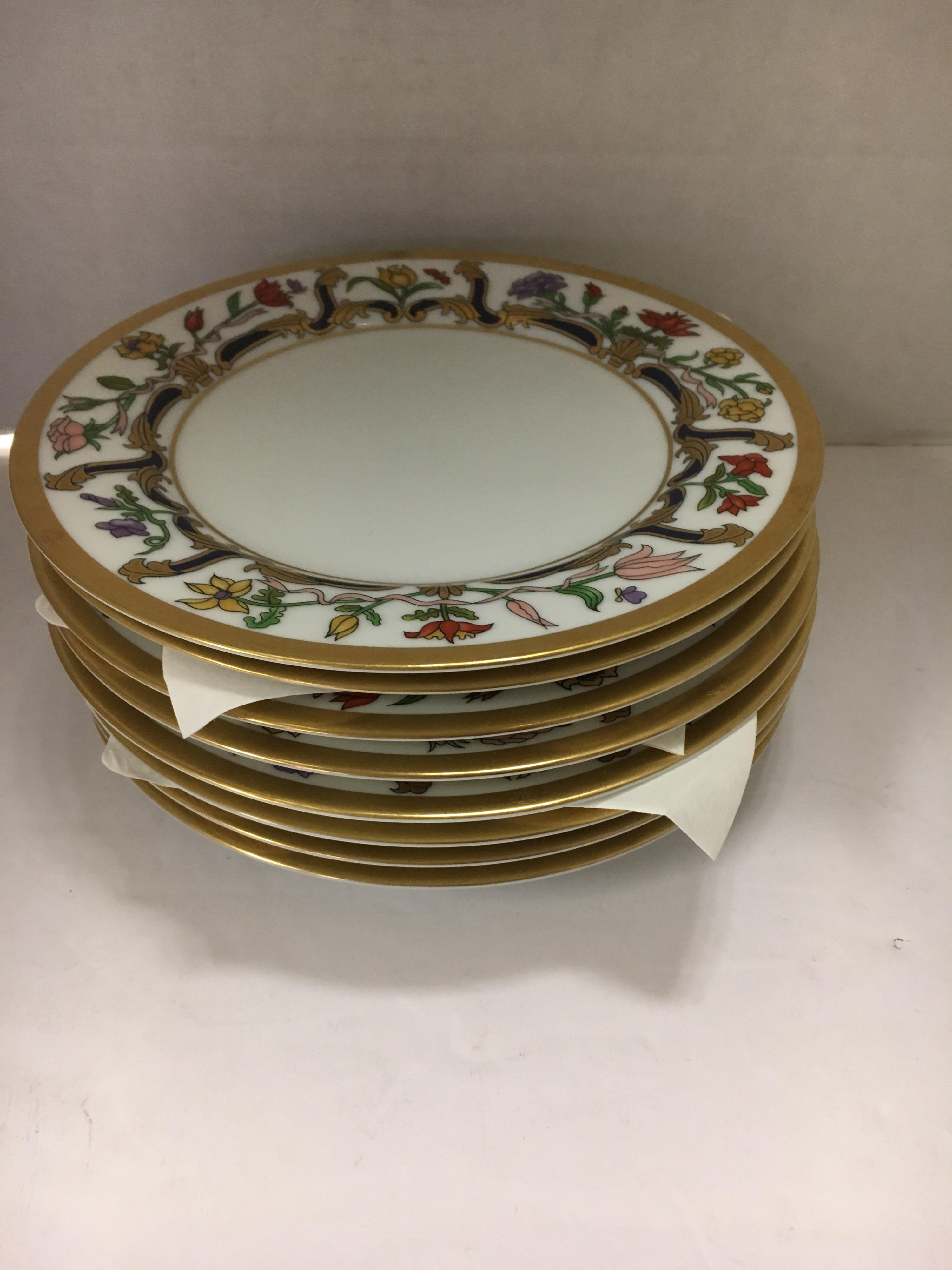 Set of Eight Christian Dior Fine Porcelain China Renaissance Bread Plates 2