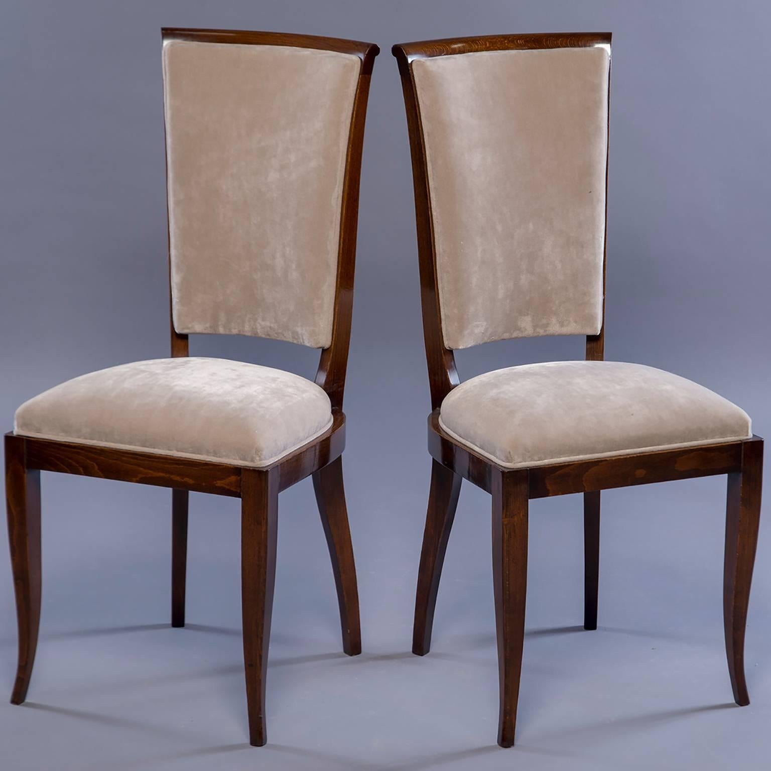 20th Century Set of Eight Midcentury Italian Polished Walnut Chairs