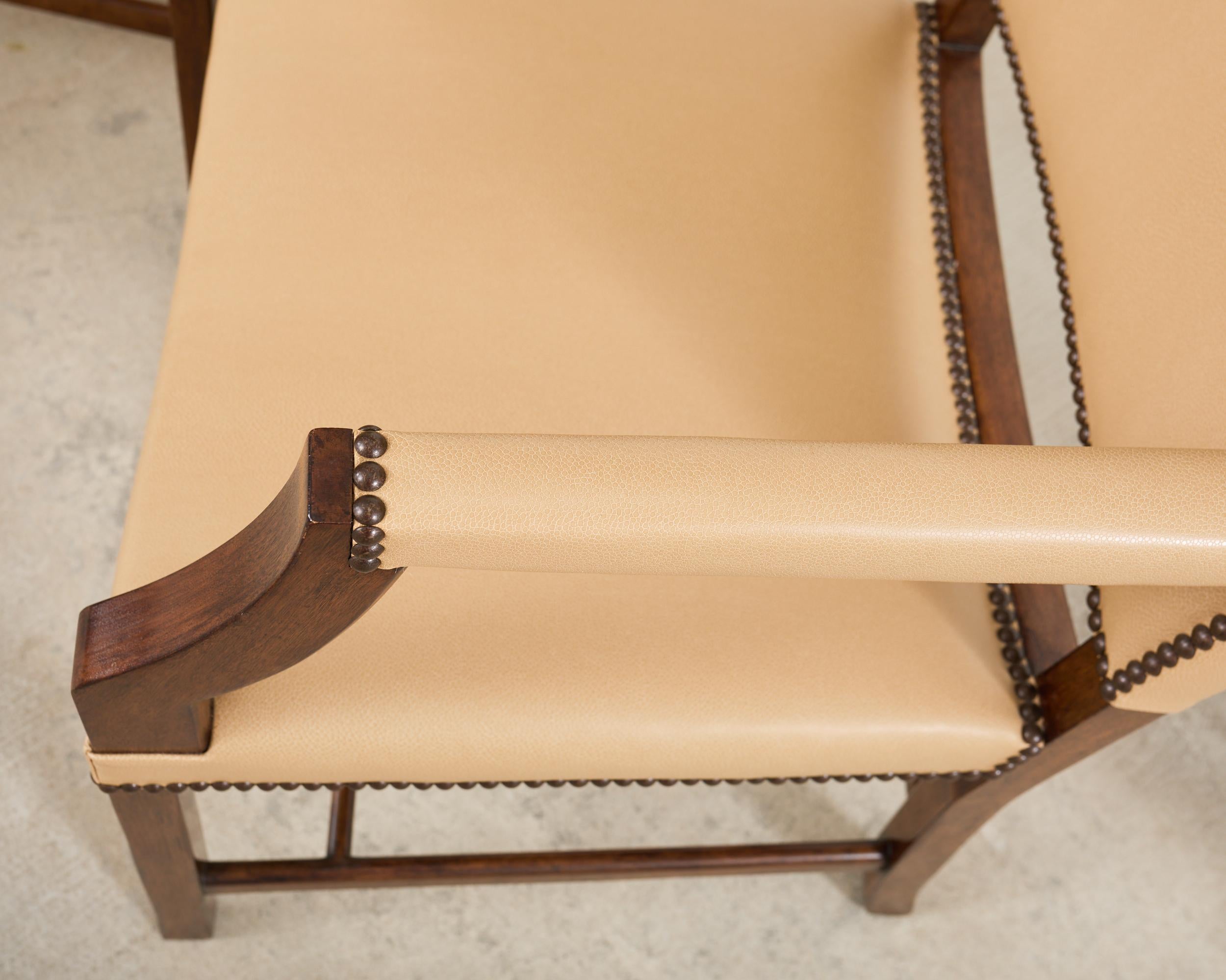 Set Eight Rose Tarlow Walnut Leather Glenna Dining Chairs For Sale 6