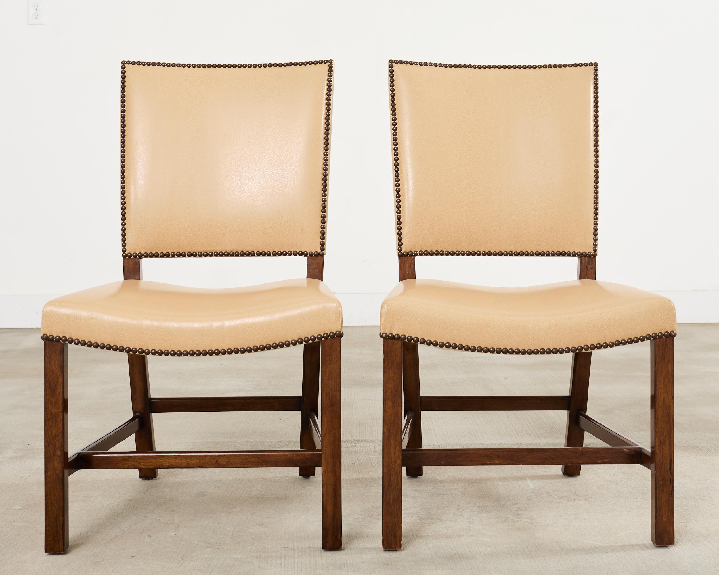 Set Eight Rose Tarlow Walnut Leather Glenna Dining Chairs For Sale 9