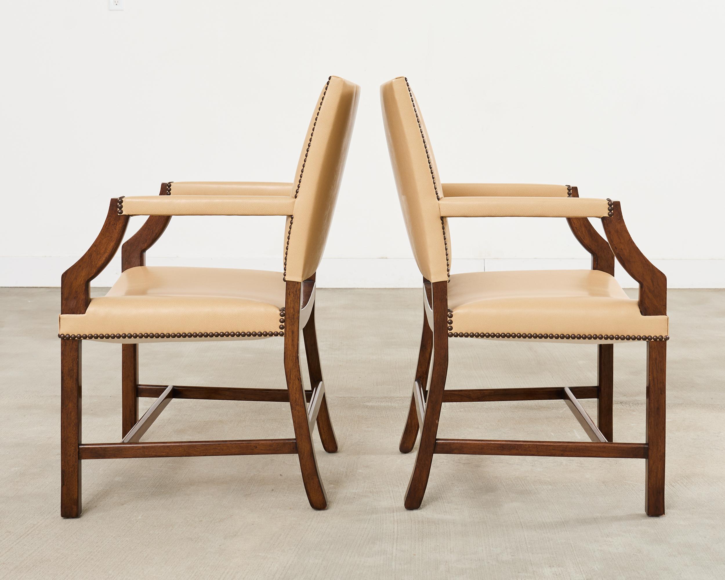 Set Eight Rose Tarlow Walnut Leather Glenna Dining Chairs In Good Condition For Sale In Rio Vista, CA