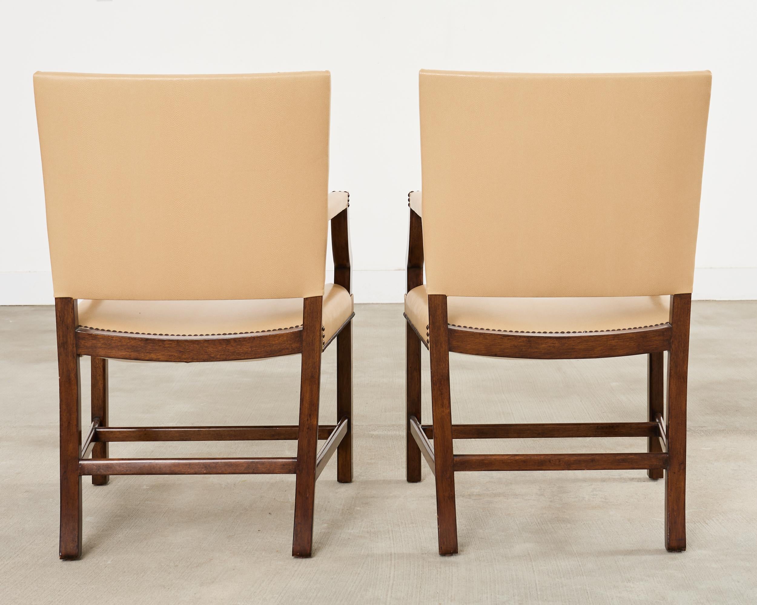 Contemporary Set Eight Rose Tarlow Walnut Leather Glenna Dining Chairs For Sale