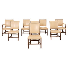 Set Eight Rose Tarlow Walnut Leather Glenna Dining Chairs