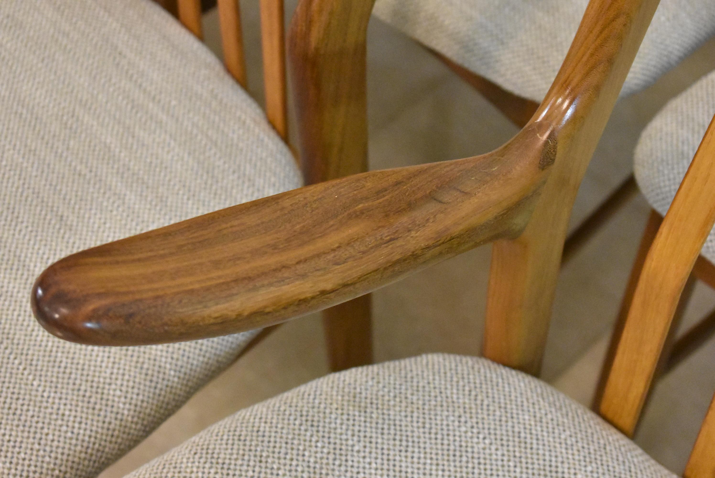 Conjunto de ocho sillas de comedor danesas de teca Svend Madsen para Moreddi en venta 1
