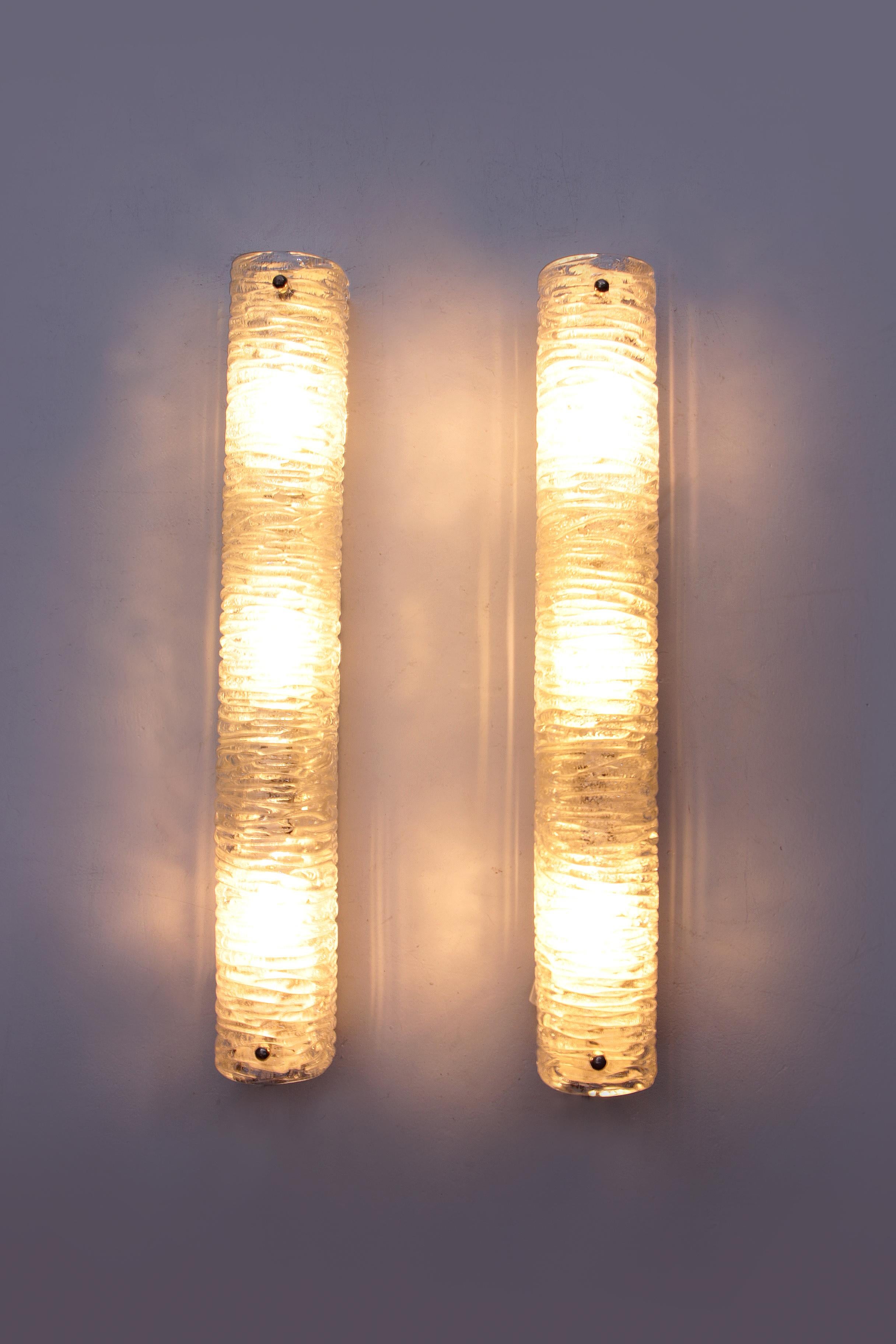 Set Elongated Wall Lamps by Honsel Leuchten with Bubble Glass, 1960 5