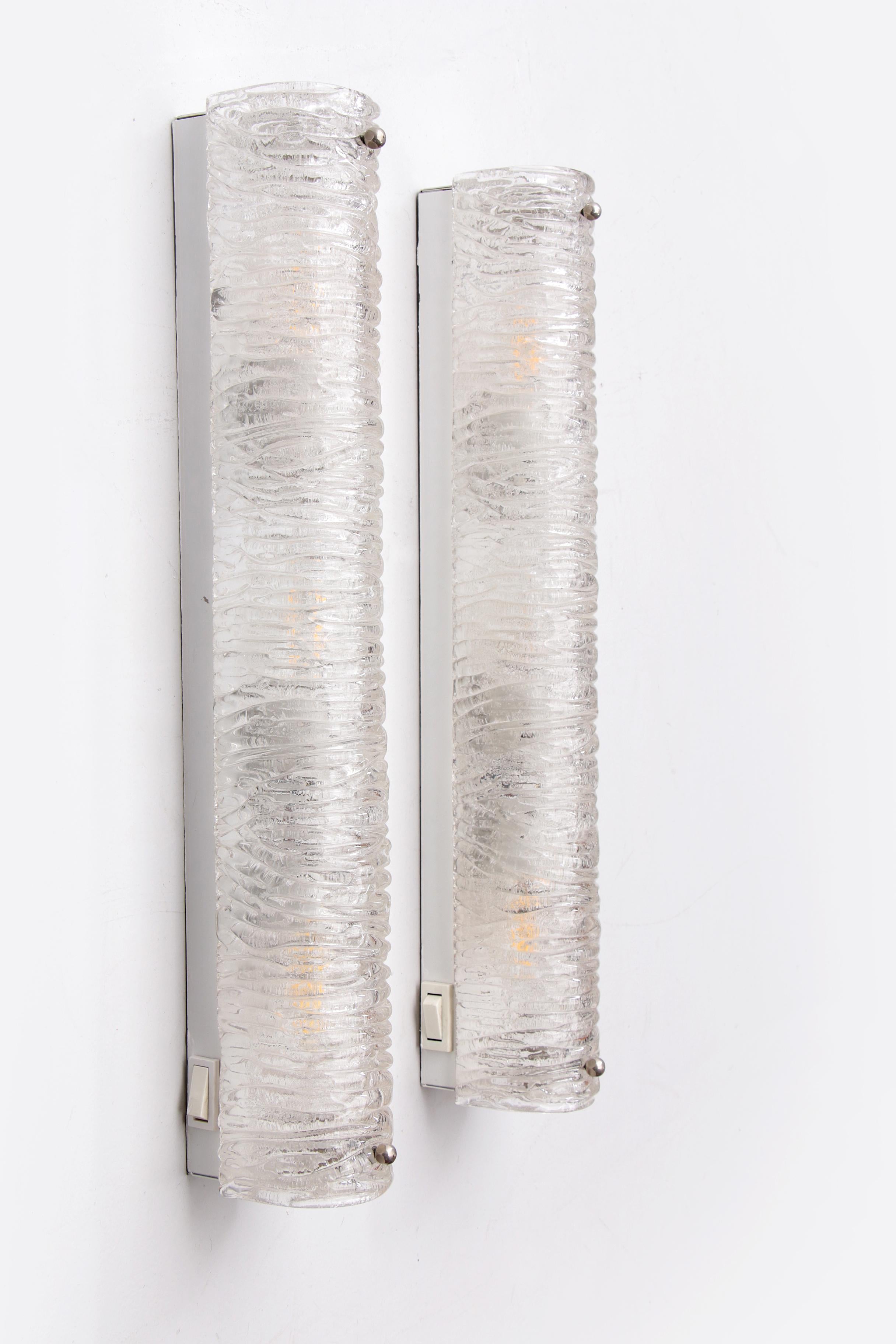 Mid-Century Modern Set Elongated Wall Lamps by Honsel Leuchten with Bubble Glass, 1960