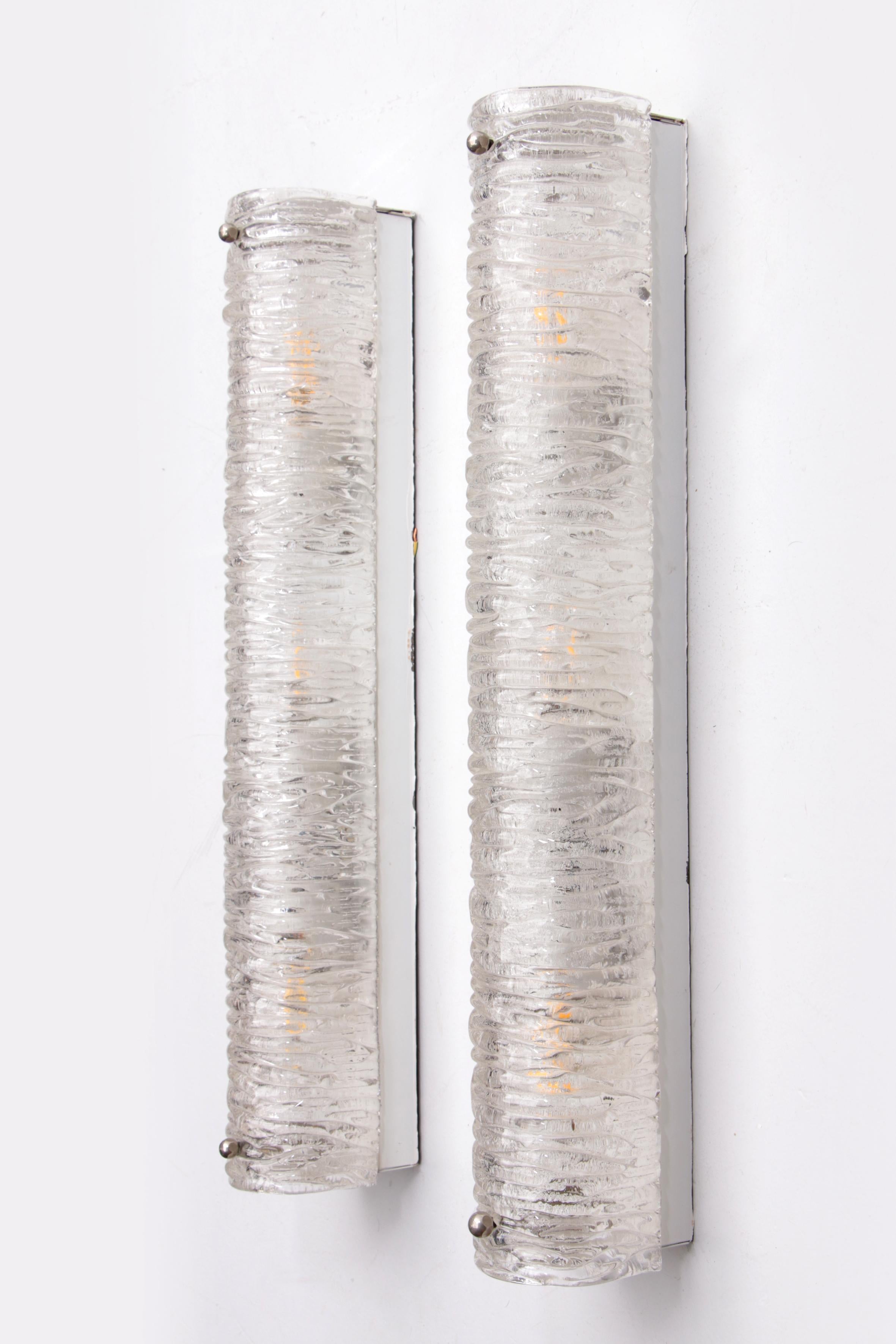 German Set Elongated Wall Lamps by Honsel Leuchten with Bubble Glass, 1960