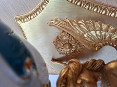 EXCLUSIVE SET: 8 "F.B.A.I. & TICHE" Wall Lights - Gold Brass and Blue Porcelain Co