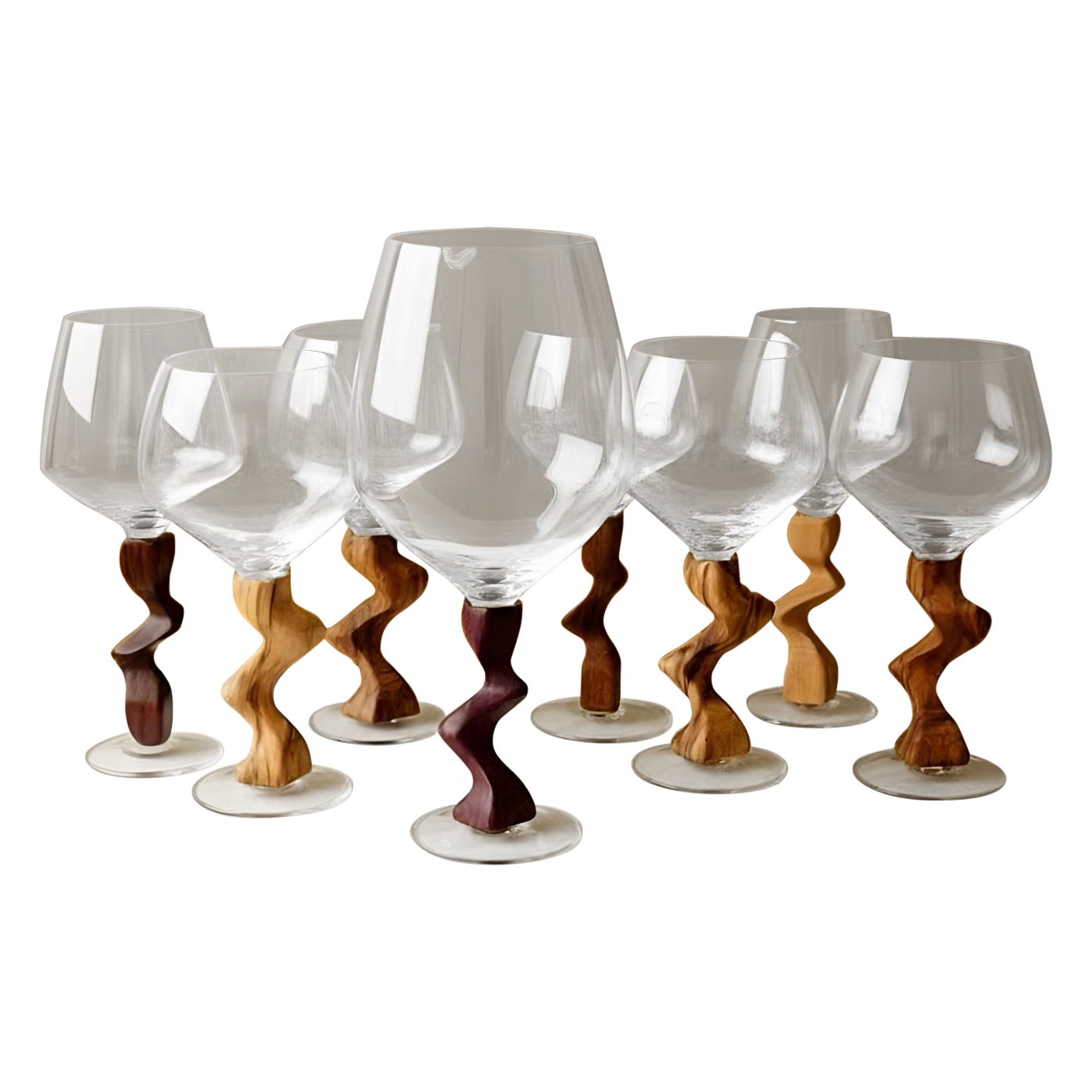 Set esclusivo Bicchieri da Degustazione con Stelo Scultoreo e Decanter in vendita