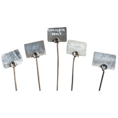 Set Five Old English Antique Garden Herb & Flower Markers