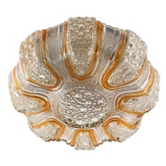 Set Flush Mount Light Sconces, Bubble Glass Amber Tone Details, Germany, 1970s