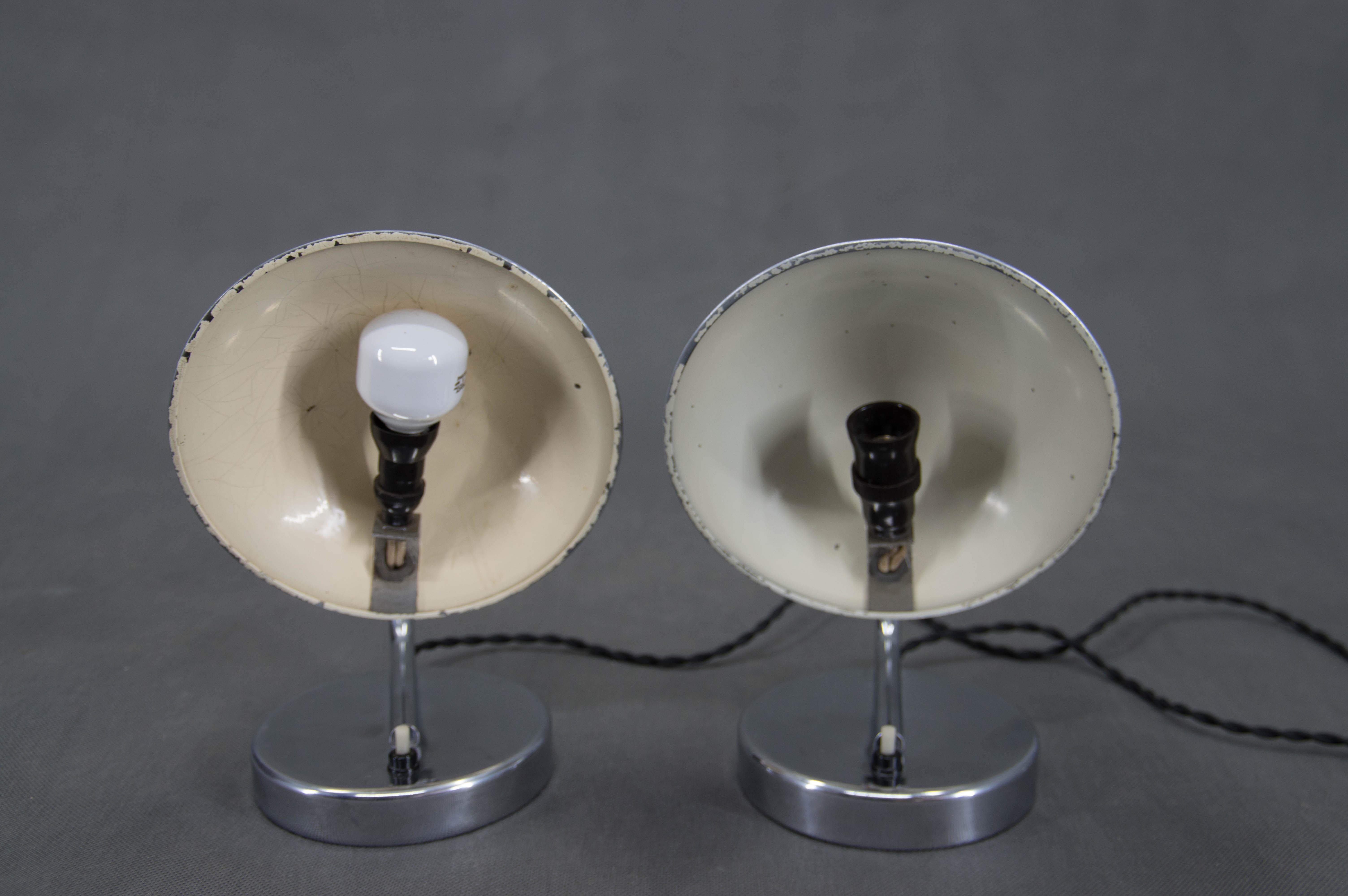 Set fo Two Table/Bedside Lamps by Napako, 1930s In Good Condition In Praha, CZ