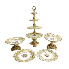 Set for 16 Magnificent 23pc Coalport Feltspar England Porcelain Dessert, c1825