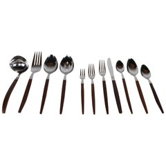 Ensemble de 8 couverts danois modernes du milieu du siècle EKCO Eterna « Canoe Muffin » - années 1960