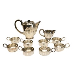 Set for 8 Jakob Grimminger German 835 Silver Coffee or Hot Chocolate Service