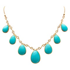Set for a Queen! Turquoise Necklace, Earring & Ring Set in 18k