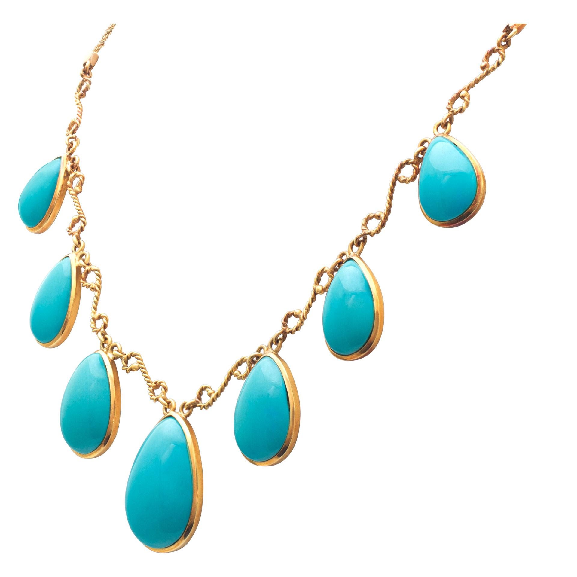 Women's Set for a Queen! Turquoise Necklace, Earring & Ring Set in 18k