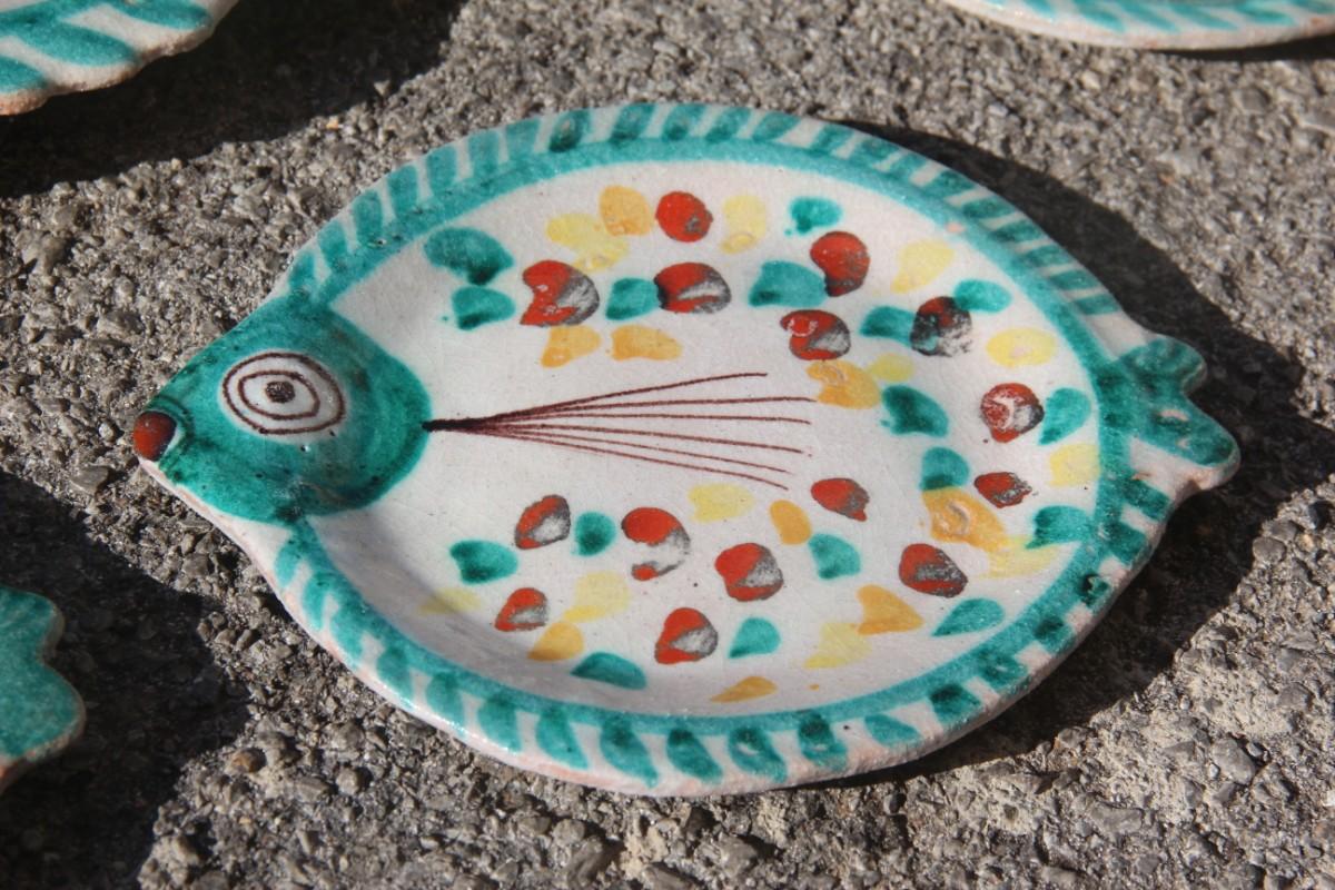Set for Fish in Glazed Ceramic Art Sicilian, 1960s Giovanni De Simone Colored 3