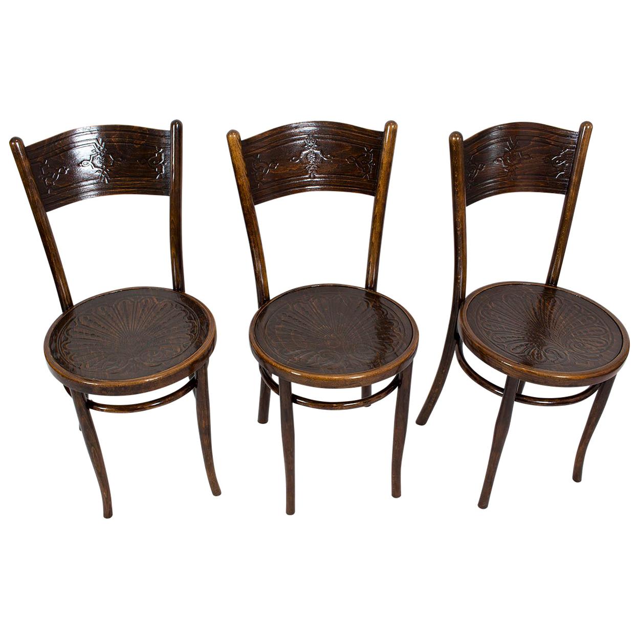 Set for Three J.J. Kohn Bentwood Chairs from Austria/Vienna