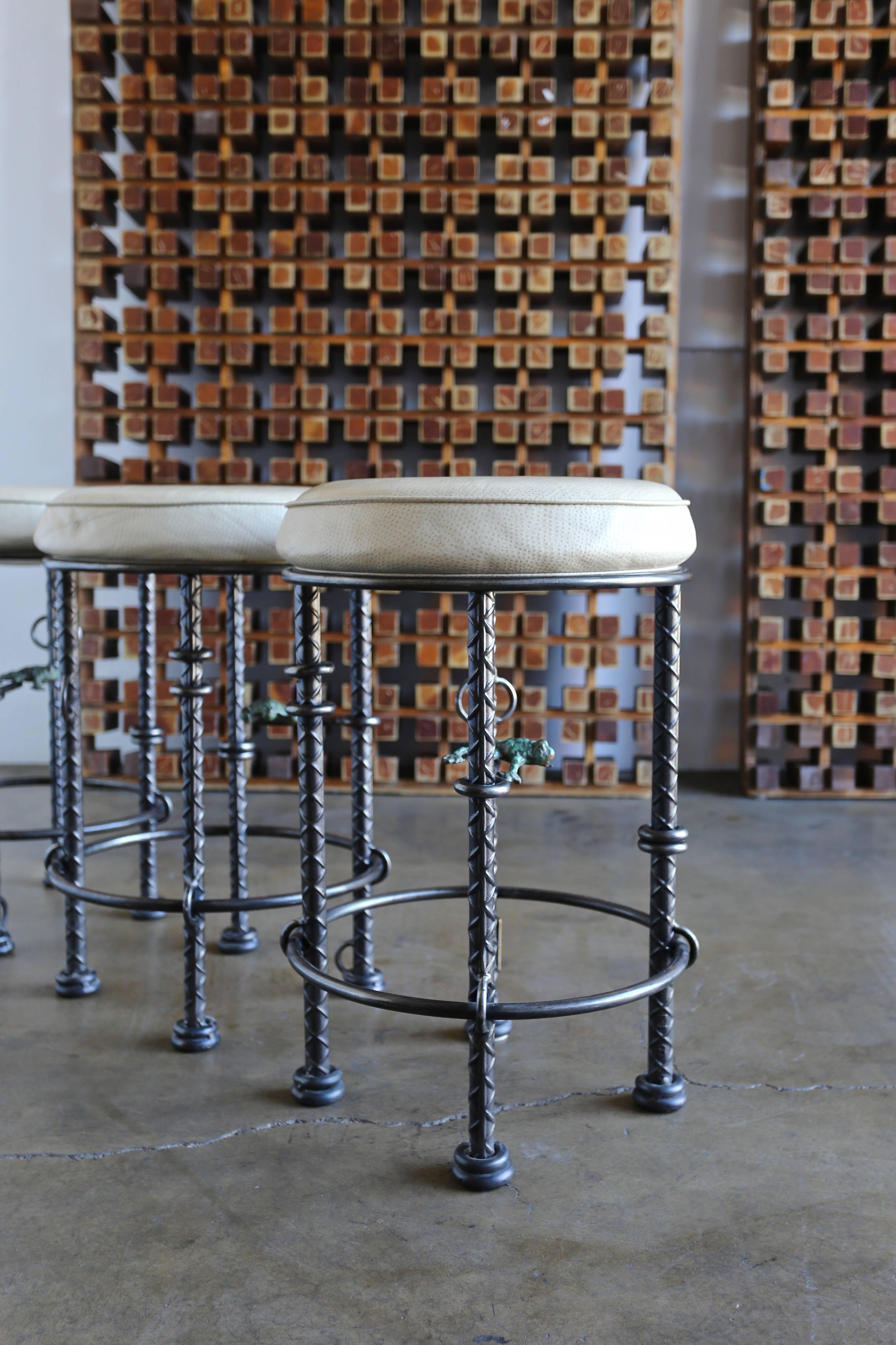 Brutalist Set for Three Signed Stools by Ilana Goor