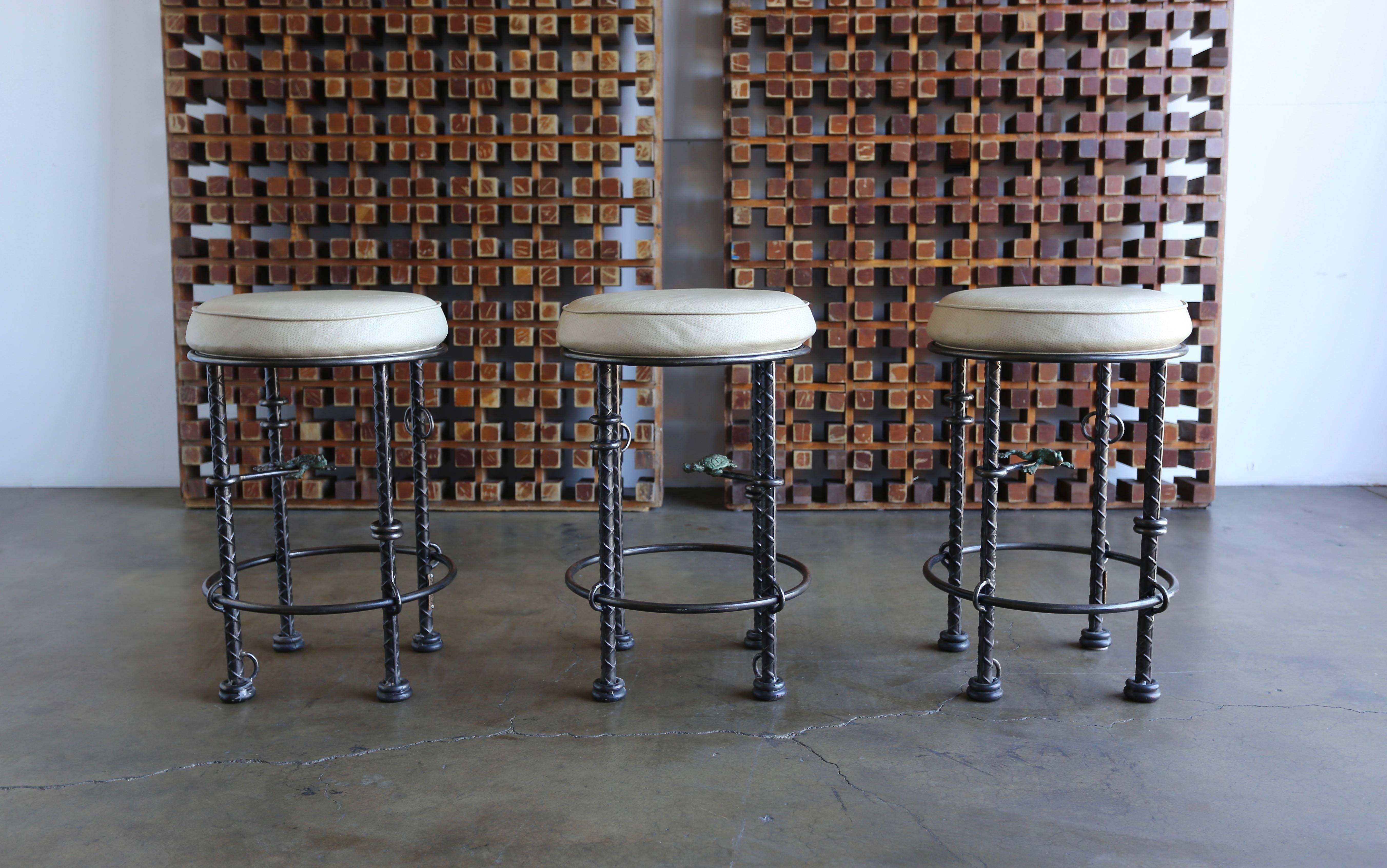American Set for Three Signed Stools by Ilana Goor