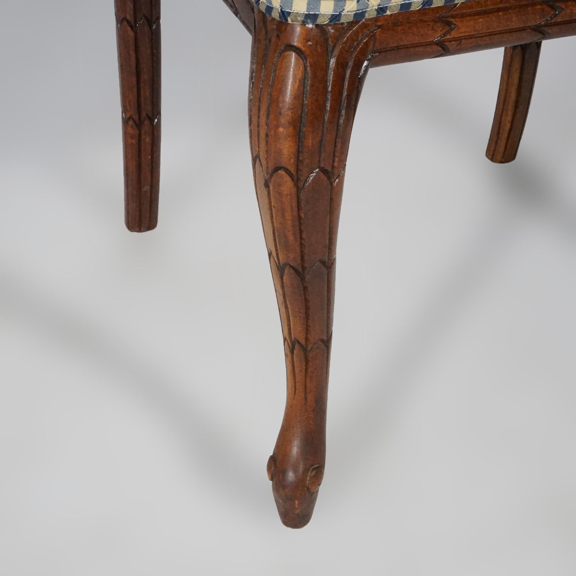 Set Four Antique Continental Carved Walnut Dining Chairs, circa 1920 For Sale 8