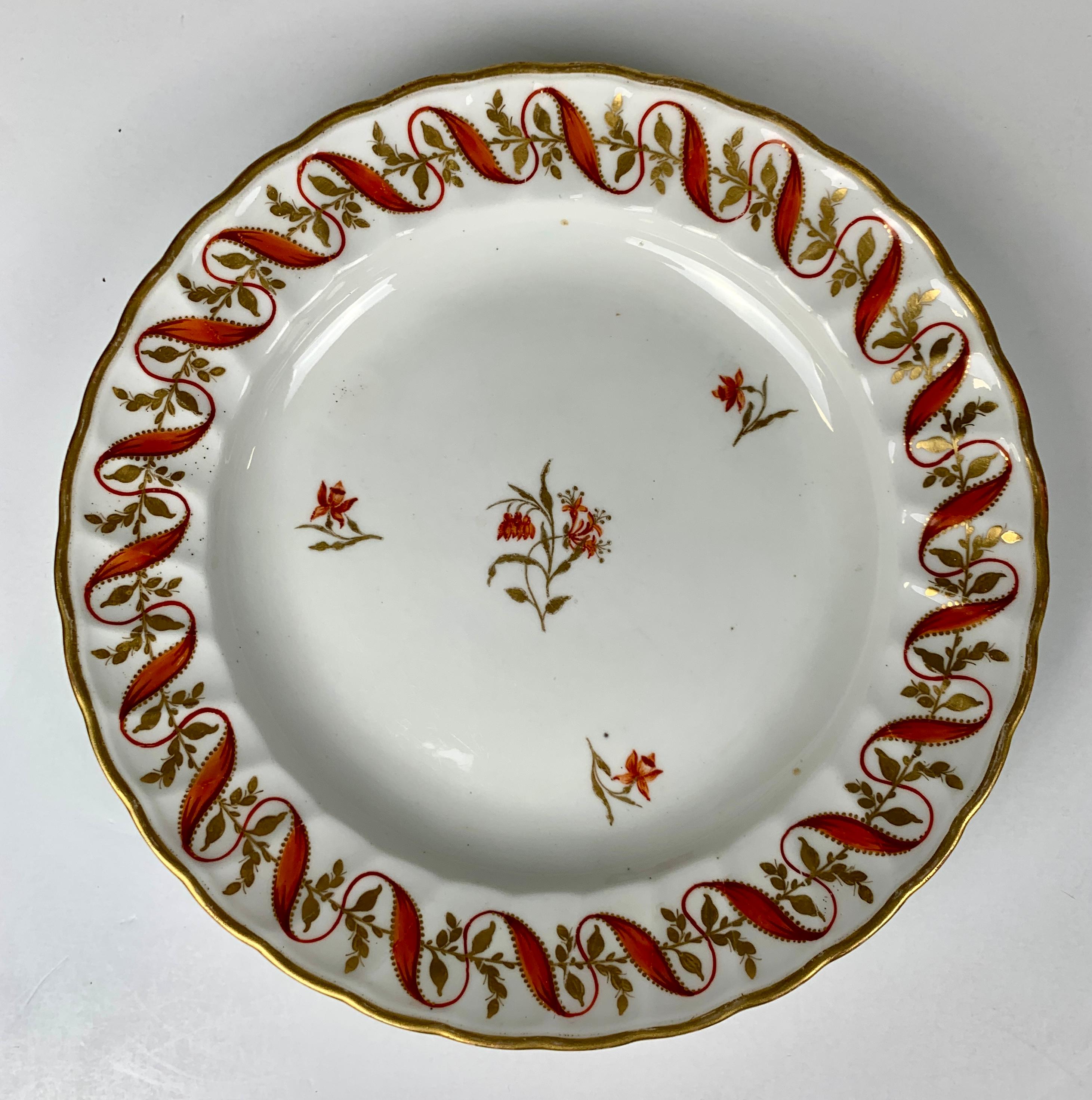 Regency Set Four Antique Porcelain Dishes Hand-Painted 18th Century England, circa 1790 For Sale