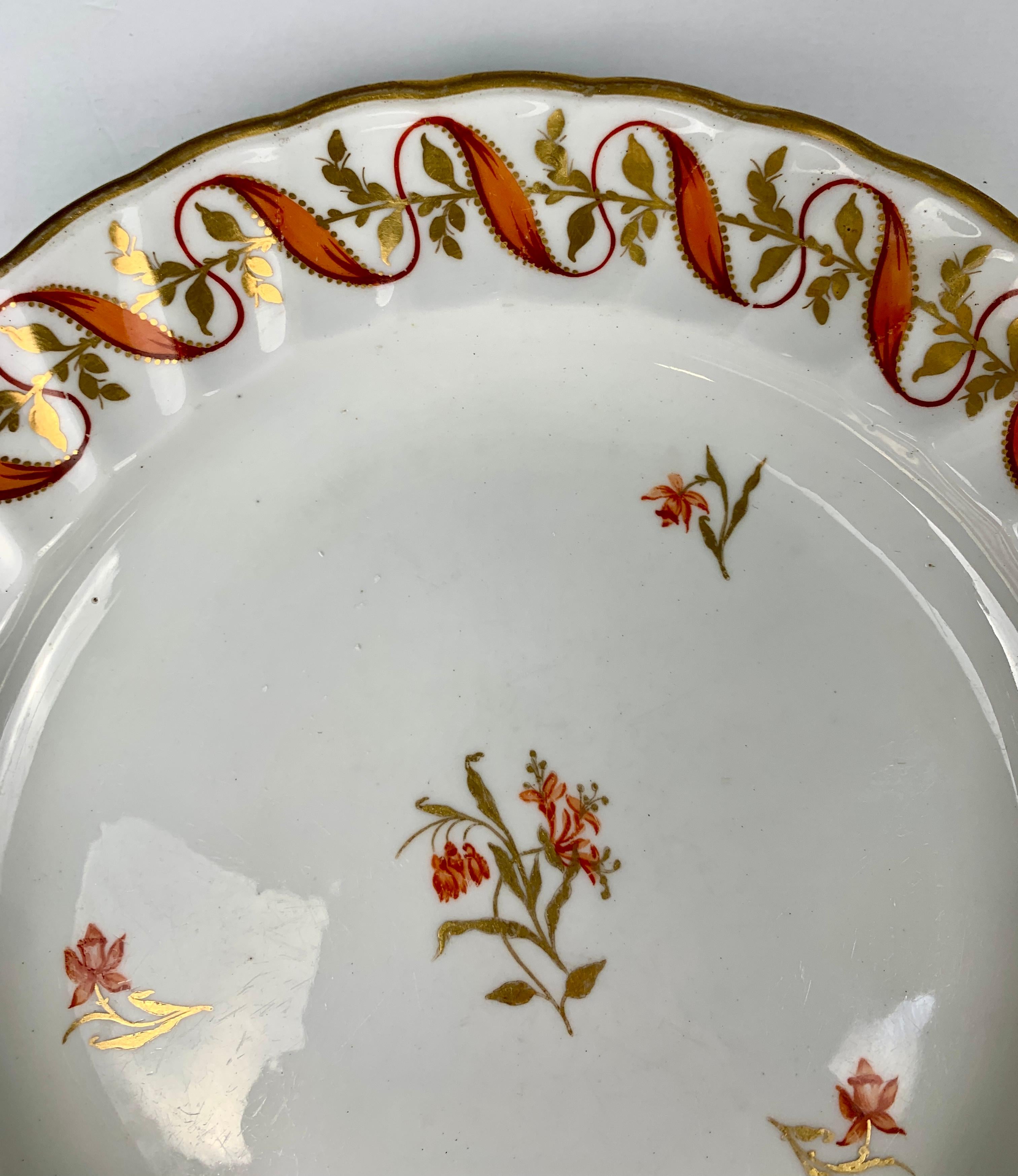 Set Four Antique Porcelain Dishes Hand-Painted 18th Century England, circa 1790 For Sale 1