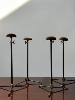 Set Four Antique Vintage Brass Velvet Harris & Sheldon Shop Display Hat Stands