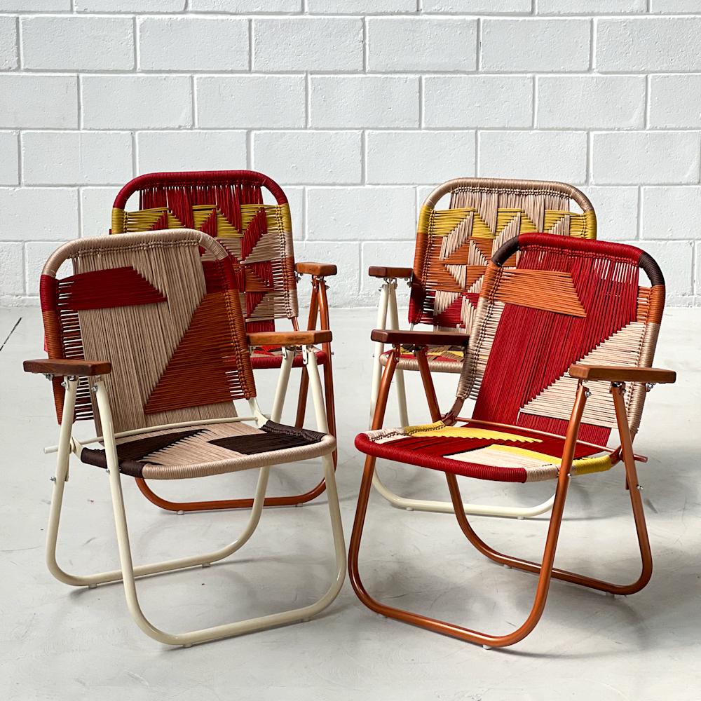 - Trama 7 and 10 - main color: carmin/champagne - secondary colors: mustard, ocher, champagne, carmin, walnut.
structure color: bronze tropical and duna.

beach chair, country chair, garden chair, lawn chair, camping chair, folding chair, stylish