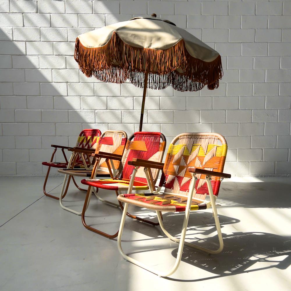 Contemporary Set four beach chair Japú Trama 7/10 - Outdoor area Garden and Lawn Dengô Brasil For Sale