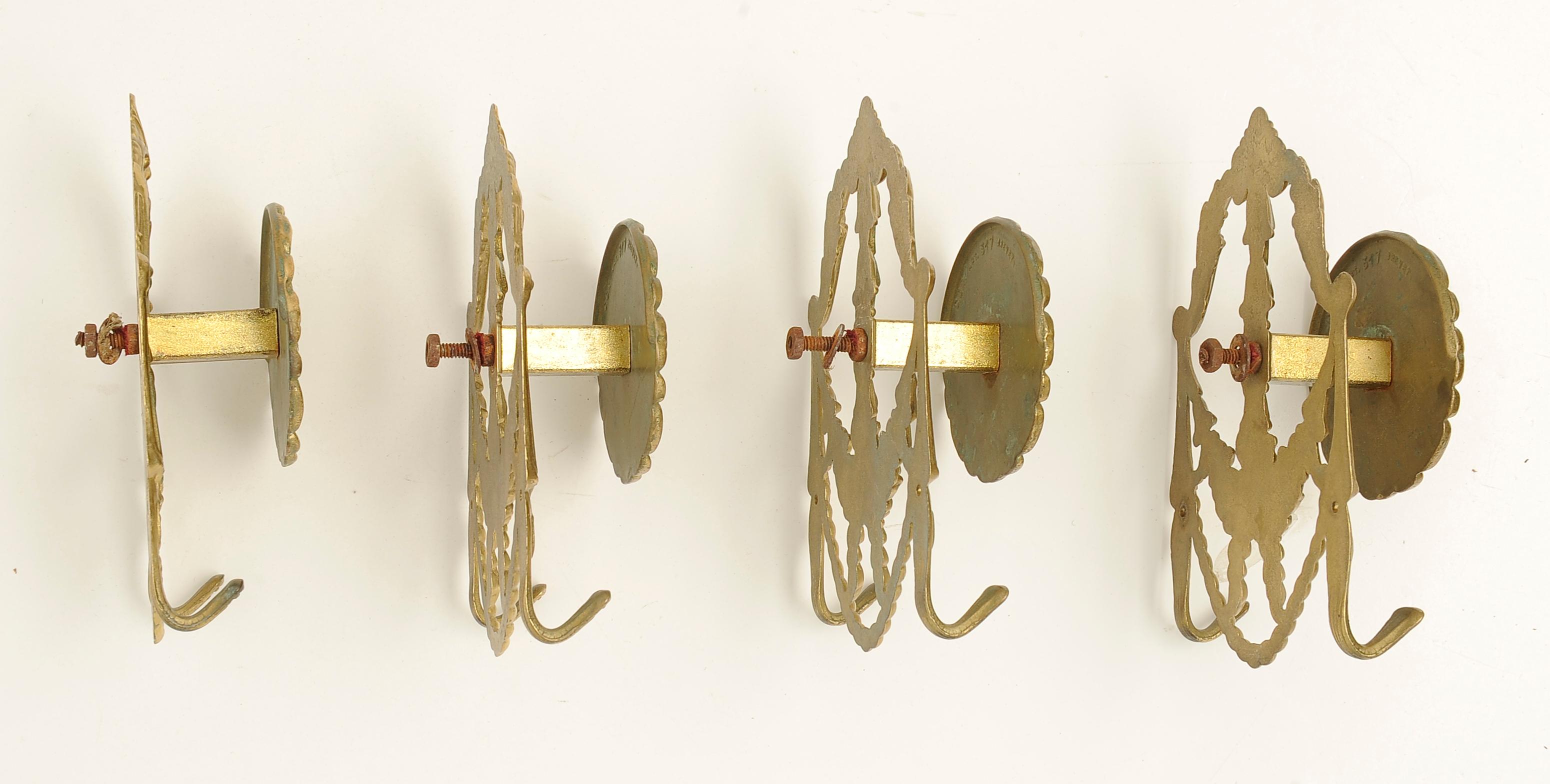 Baroque Revival Set Four Bronze and Brass Coat Hangers For Sale