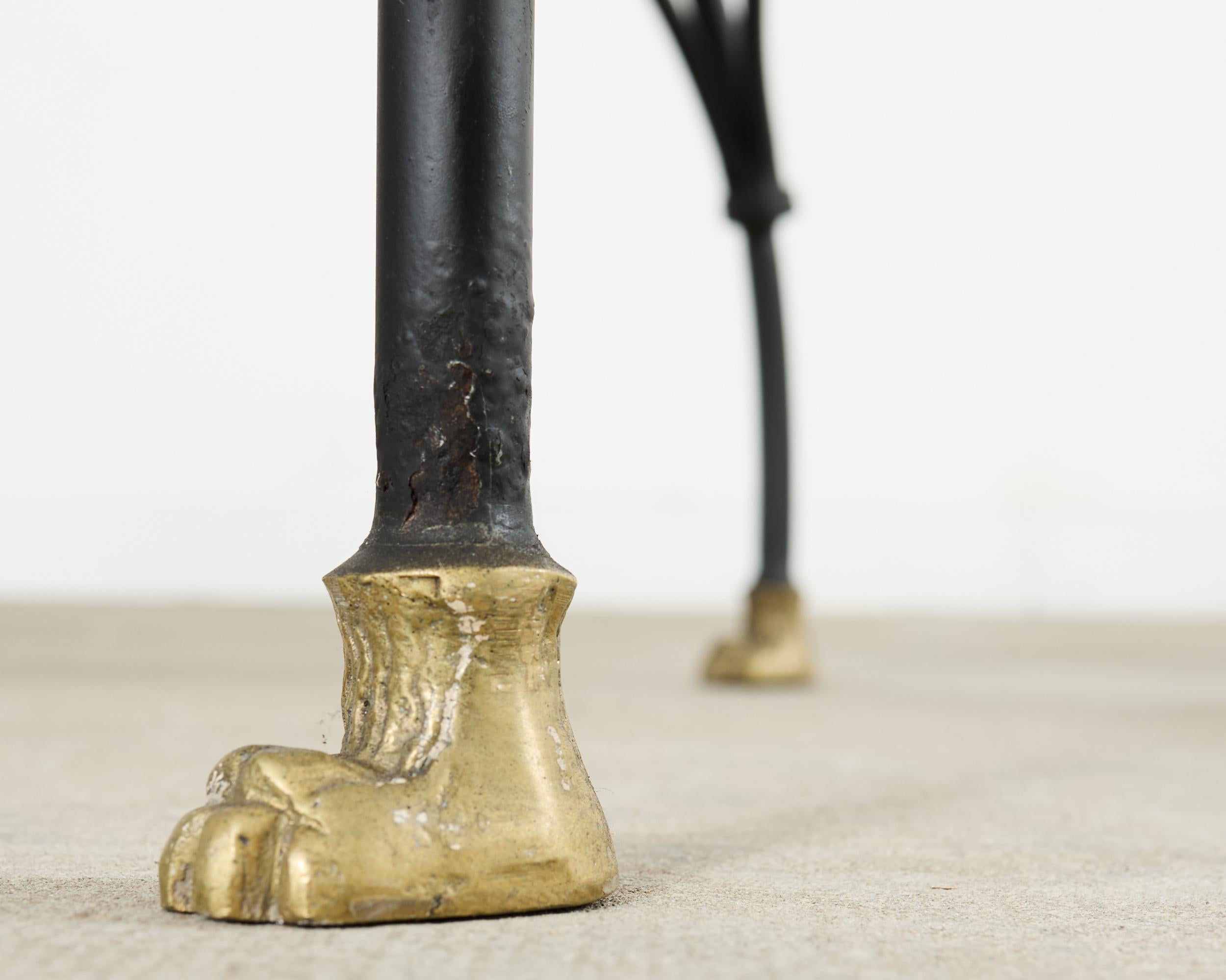 Set Four Bronze Lions Head Garden Chairs After Giacometti For Sale 4