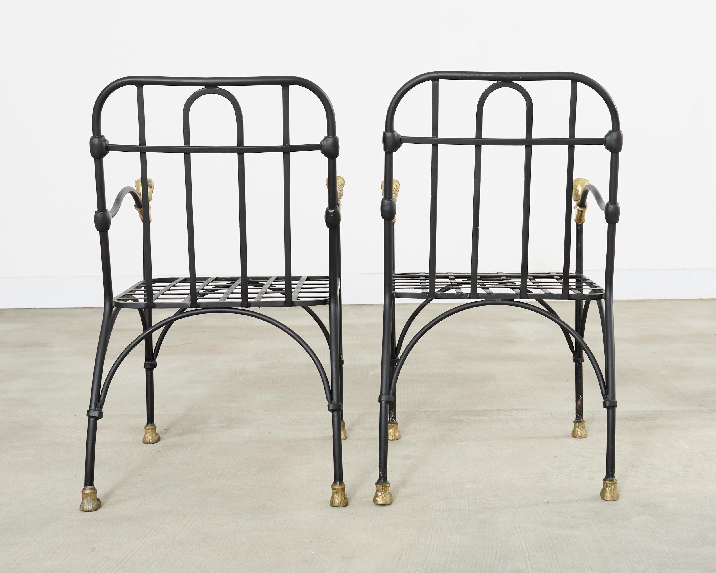 Set Four Bronze Lions Head Garden Chairs After Giacometti For Sale 8