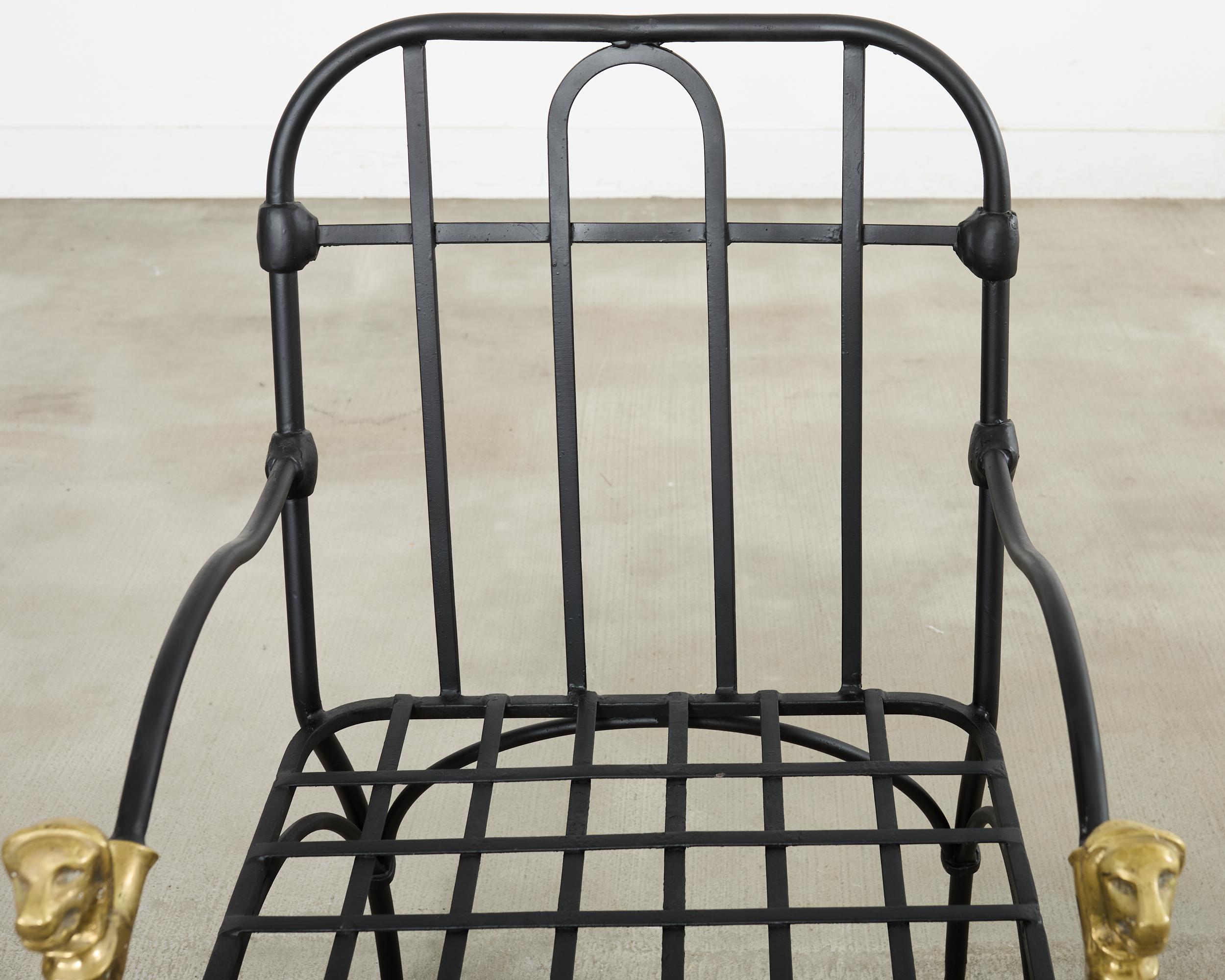 Set Four Bronze Lions Head Garden Chairs After Giacometti For Sale 11