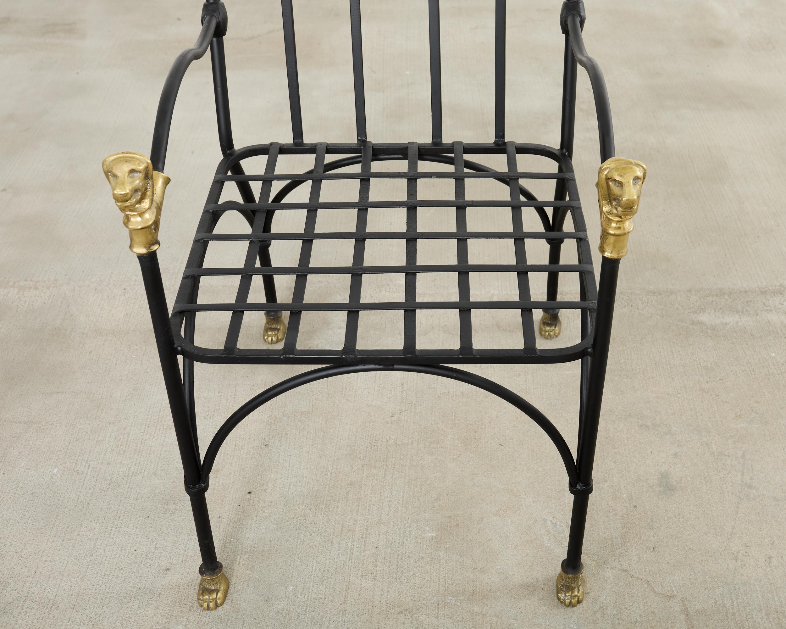 Set Four Bronze Lions Head Garden Chairs After Giacometti For Sale 12