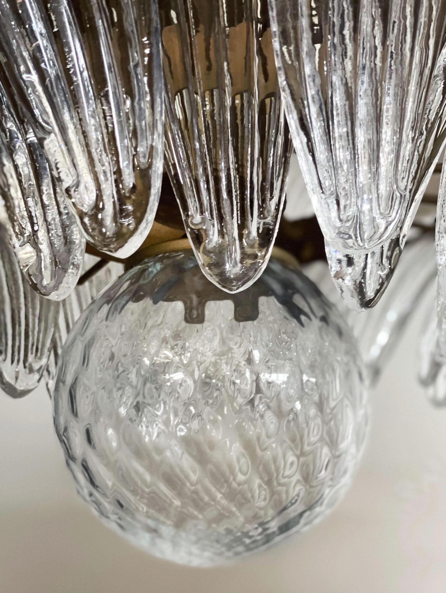 Set Four Charming Midcentury Italian Leaves Chandeliers, Murano For Sale 9