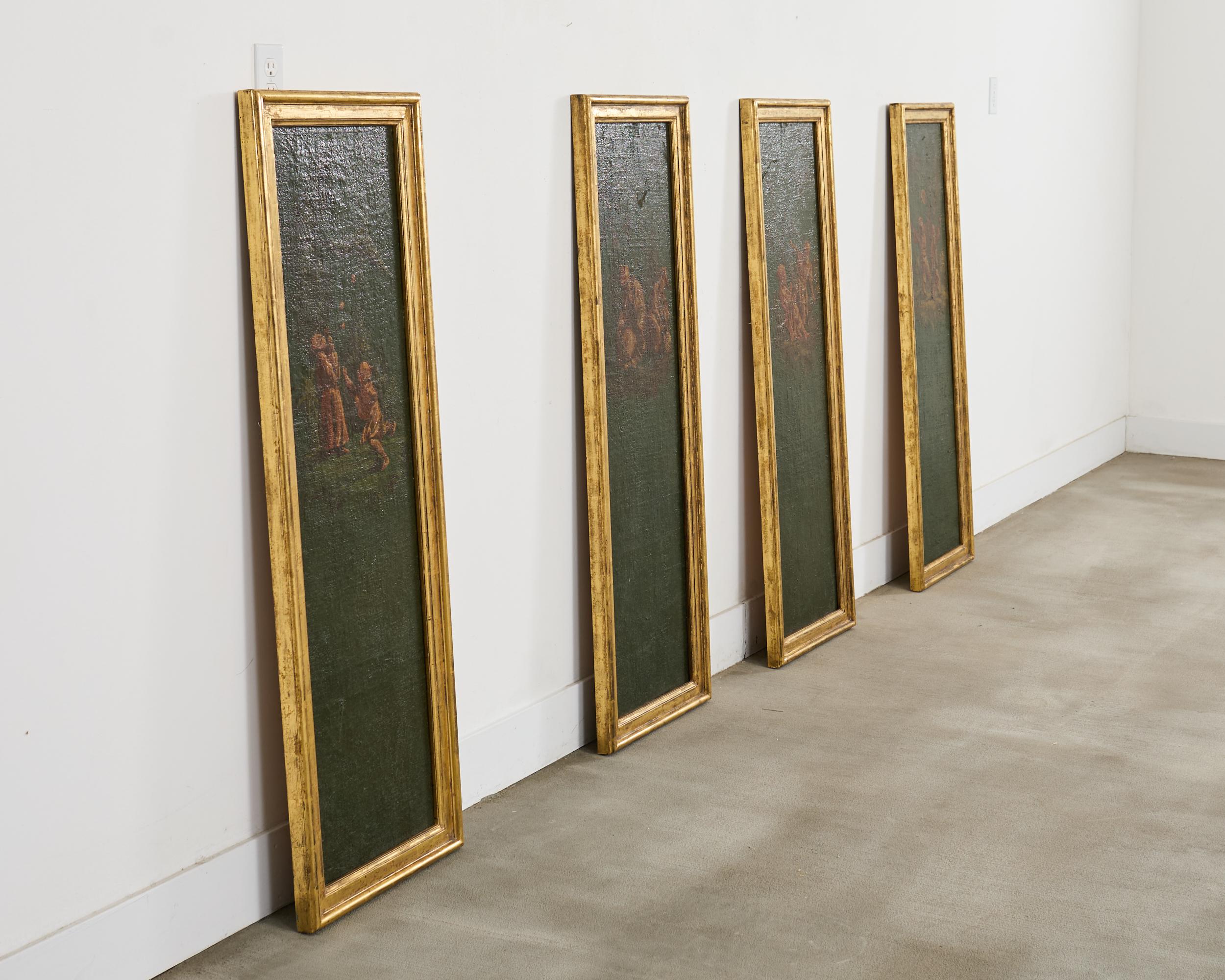 Set aus vier gerahmten, bemalten Paneelen im Chinoiserie-Revival-Stil im Angebot 10