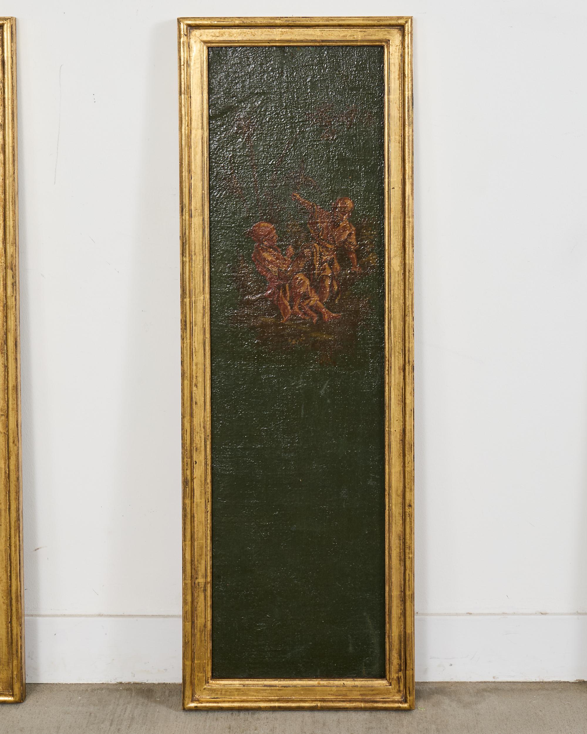 Set aus vier gerahmten, bemalten Paneelen im Chinoiserie-Revival-Stil im Angebot 1