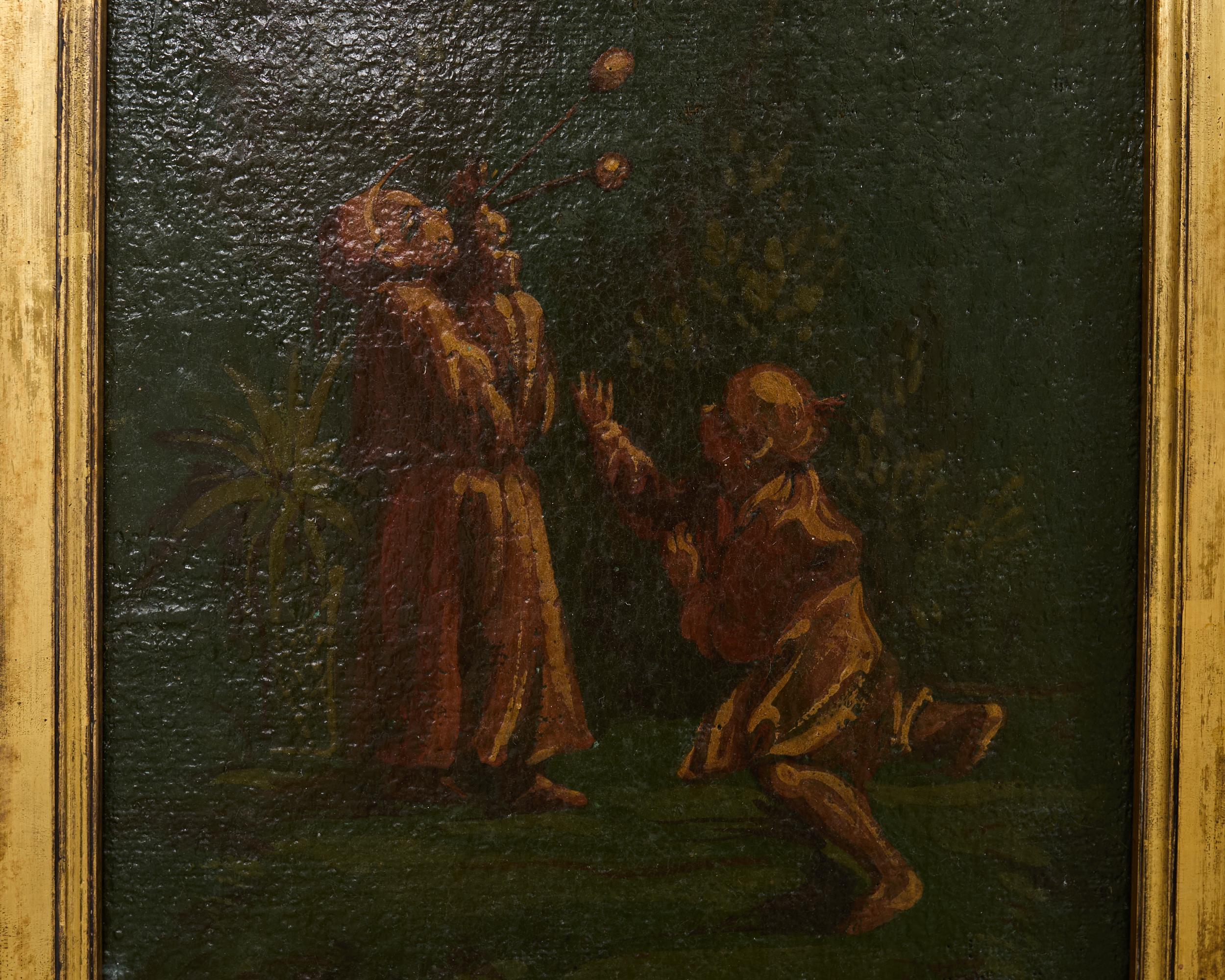 Set aus vier gerahmten, bemalten Paneelen im Chinoiserie-Revival-Stil im Angebot 3