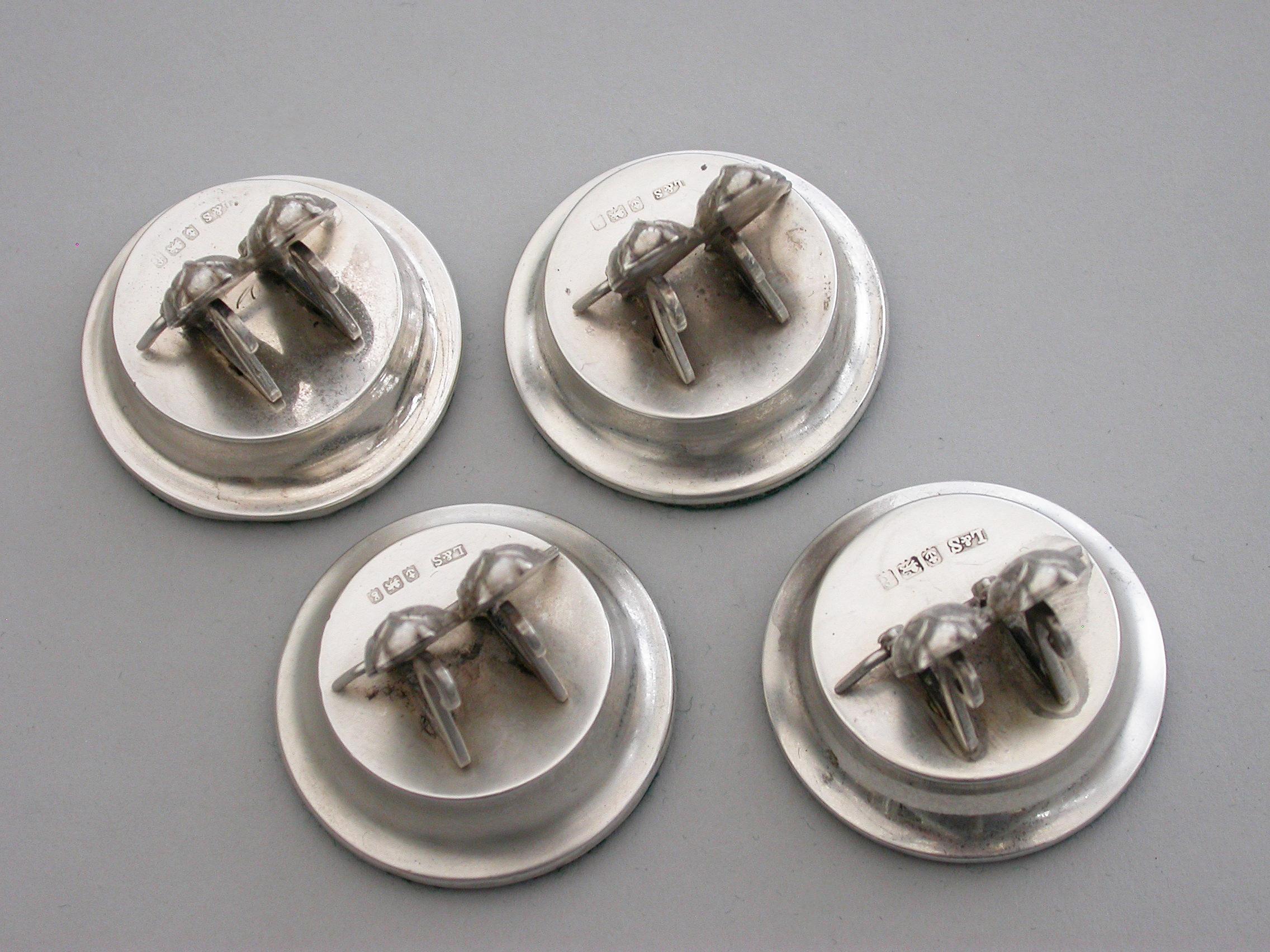 Set Four Edwardian Silver Owls Menu Holders, by Levi & Salaman 1906-1907 For Sale 5